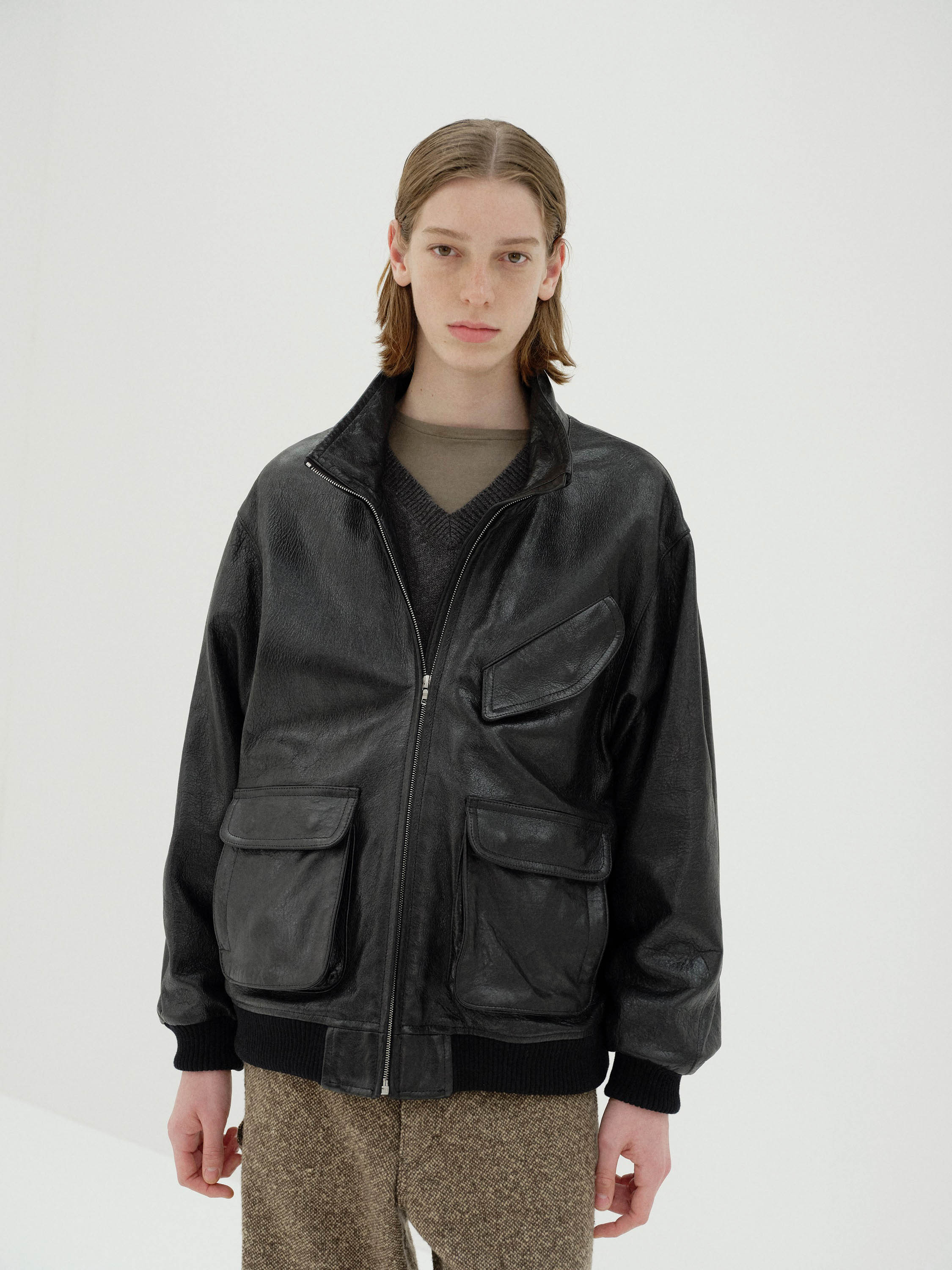 LAMB LEATHER ZIP BLOUSON 詳細画像 BLACK 3