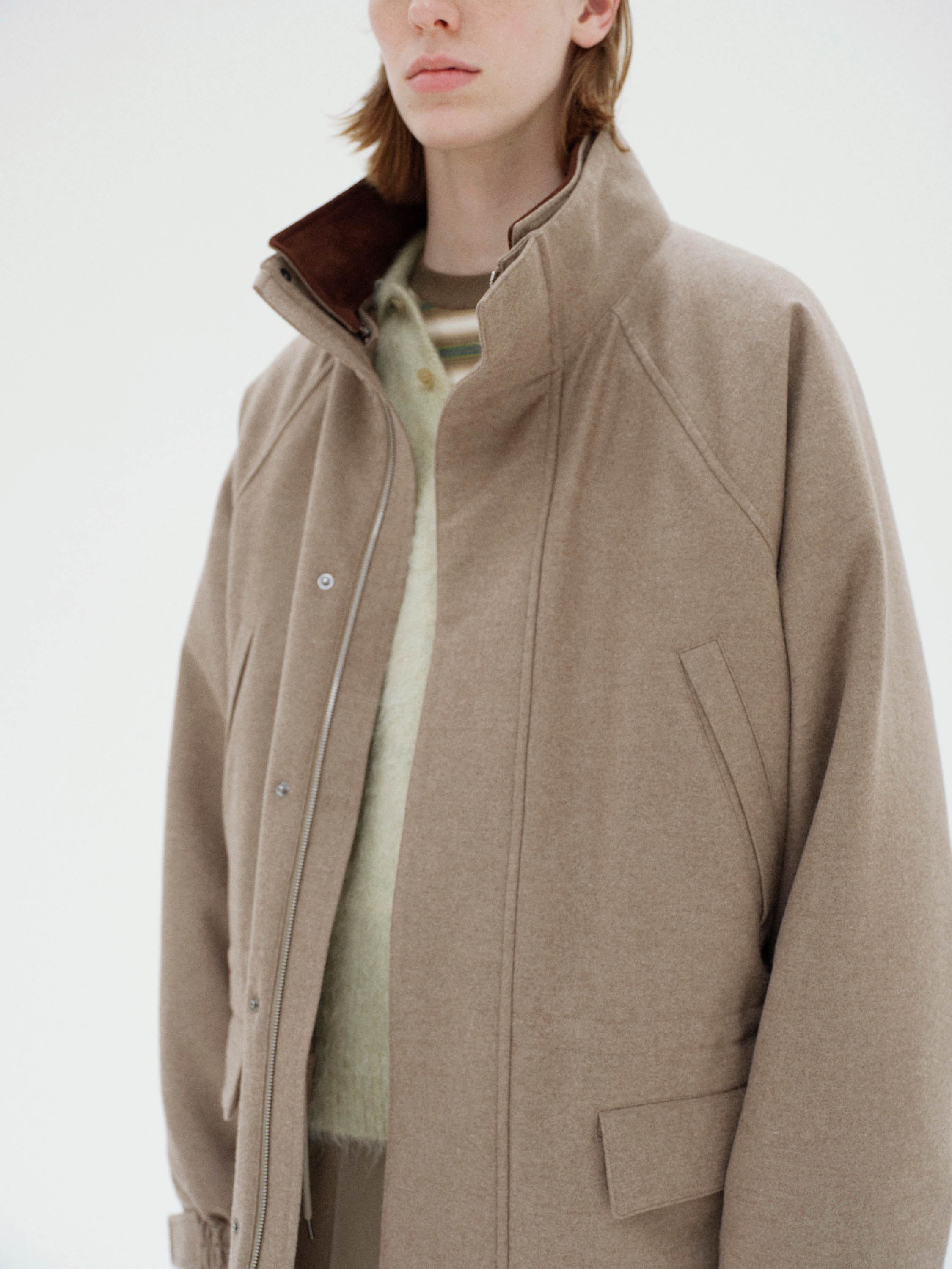 WOOL FULLING FLANNEL PADDED OVER BLOUSON 詳細画像 TOP BROWN 2
