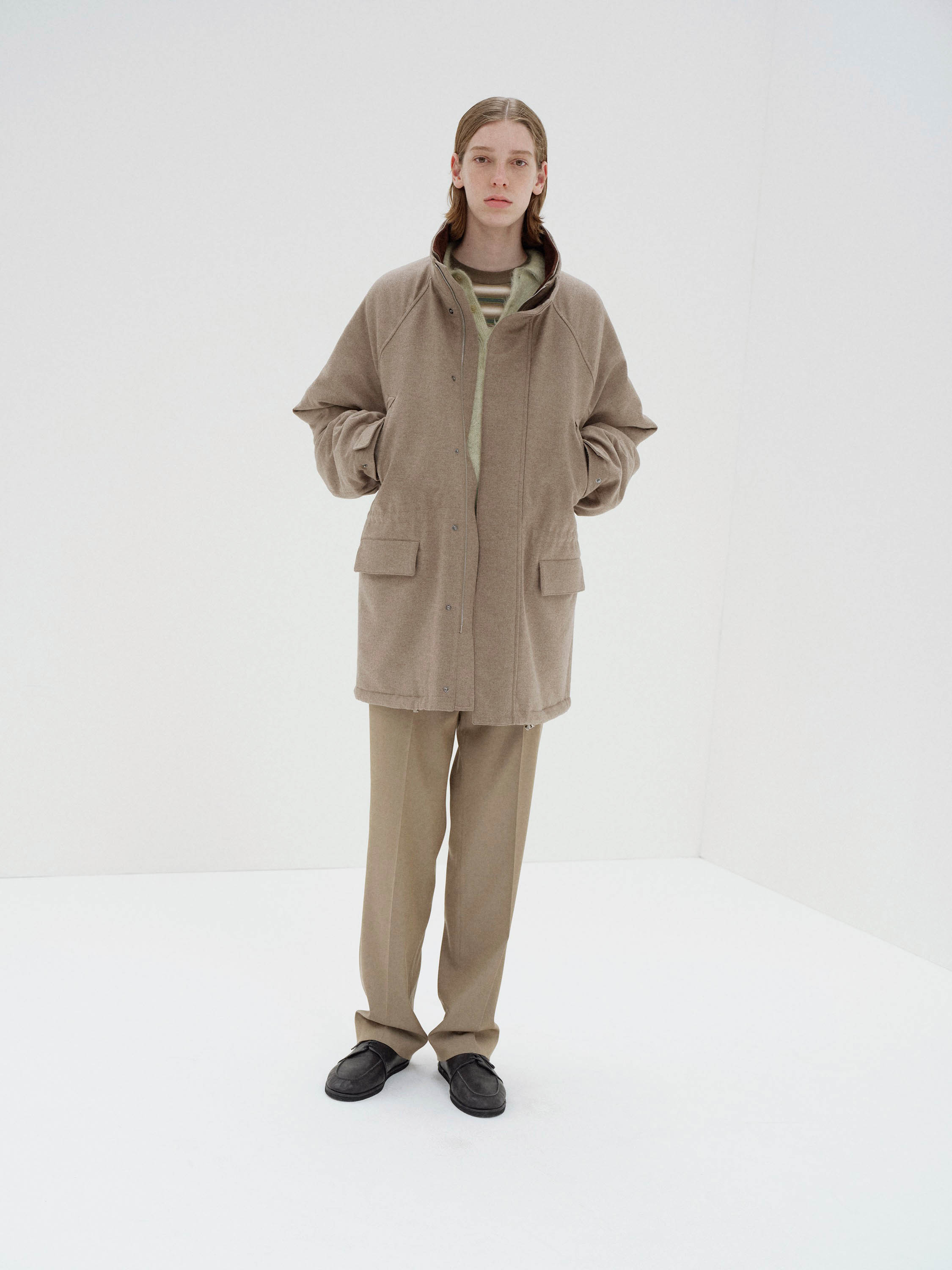 WOOL FULLING FLANNEL PADDED OVER BLOUSON 詳細画像 TOP BROWN 3