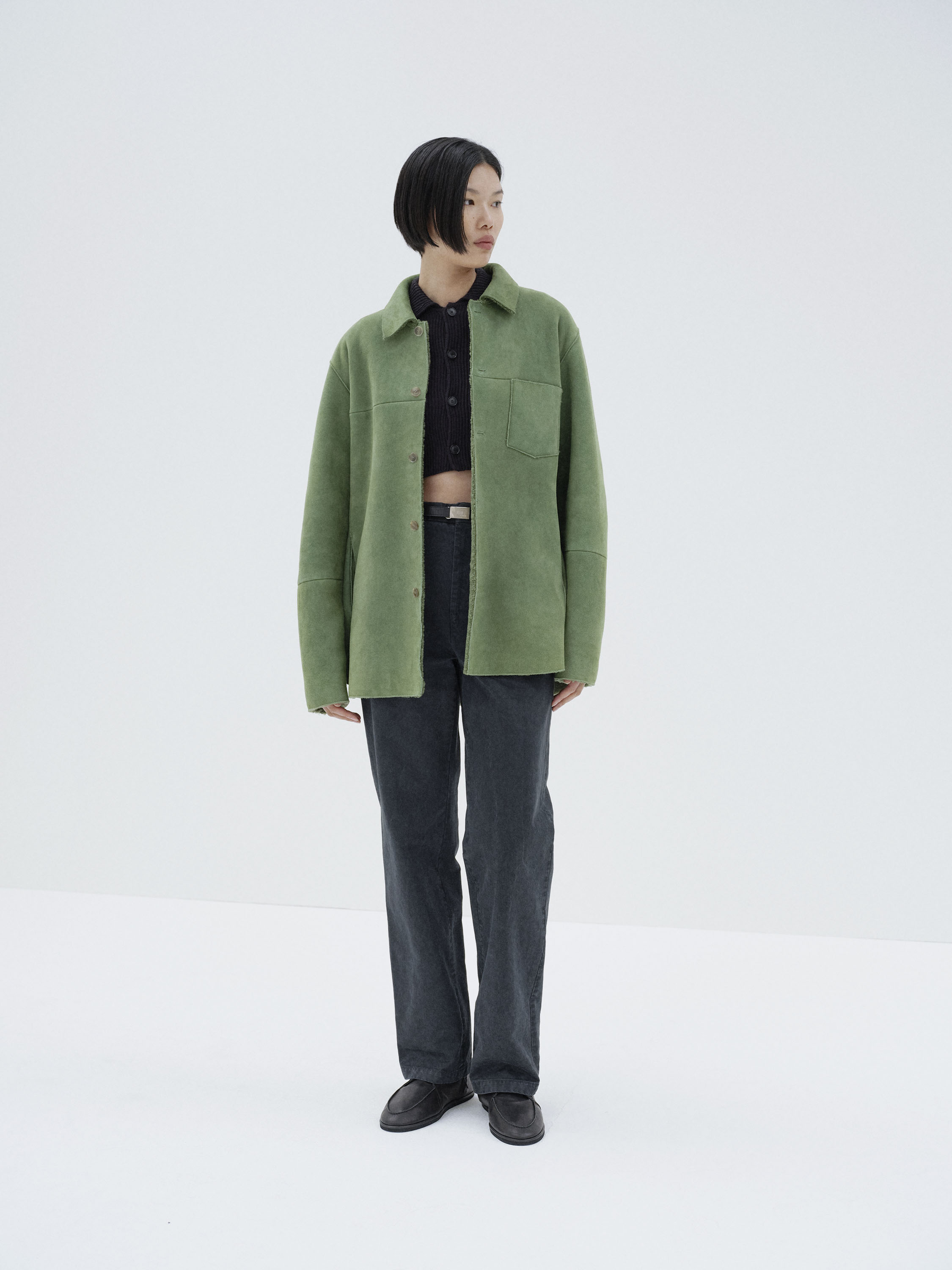 MERINO MOUTON SHIRT BLOUSON 詳細画像 DUSTY GREEN 1