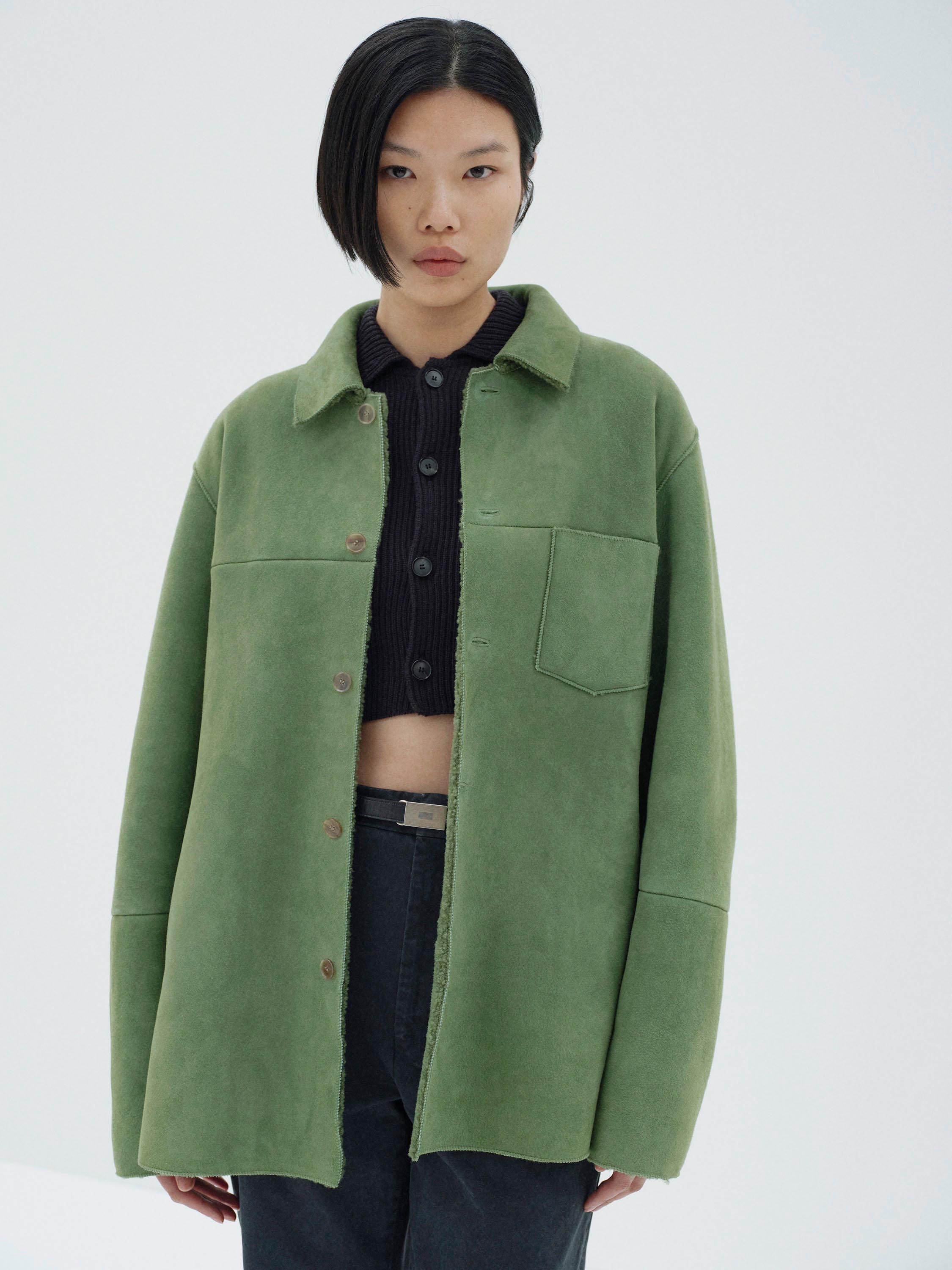 MERINO MOUTON SHIRT BLOUSON 詳細画像 DUSTY GREEN 2