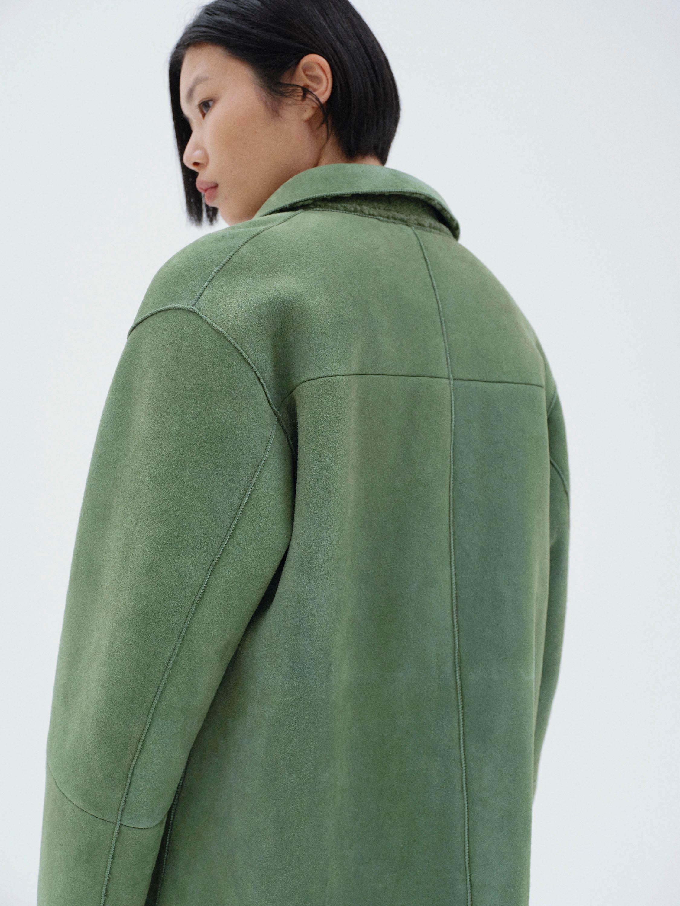 MERINO MOUTON SHIRT BLOUSON 詳細画像 DUSTY GREEN 3
