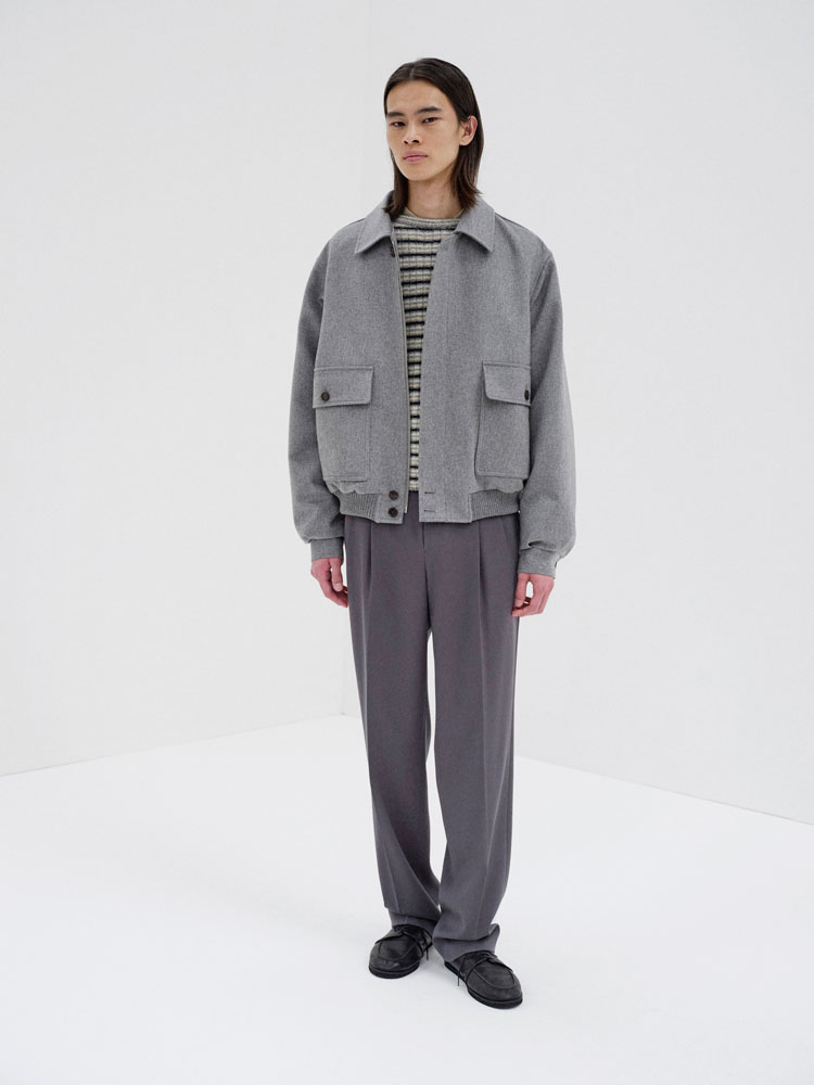 CASHMERE MOLESKIN ZIP BLOUSON