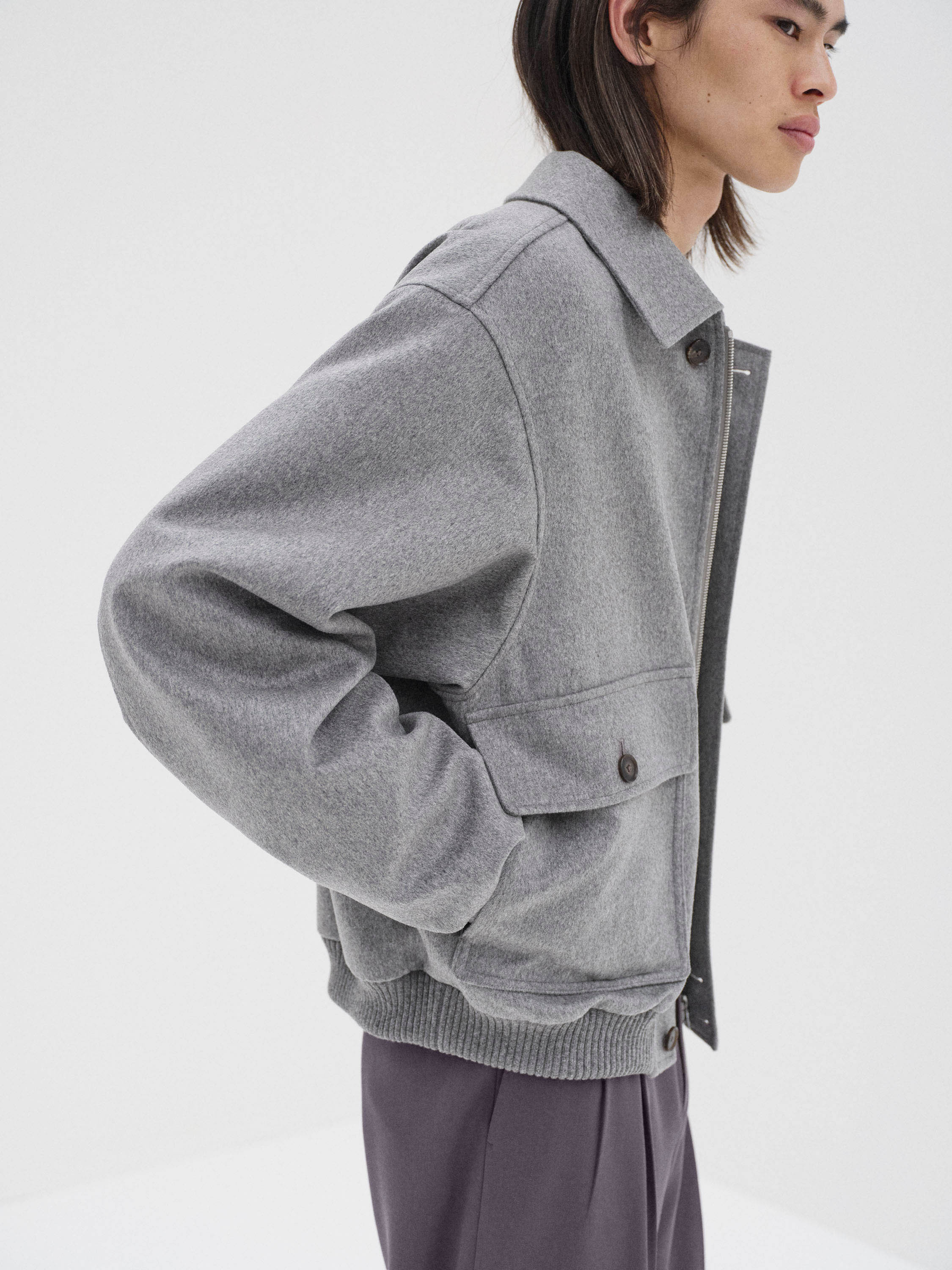 CASHMERE MOLESKIN ZIP BLOUSON 詳細画像 TOP GRAY 2