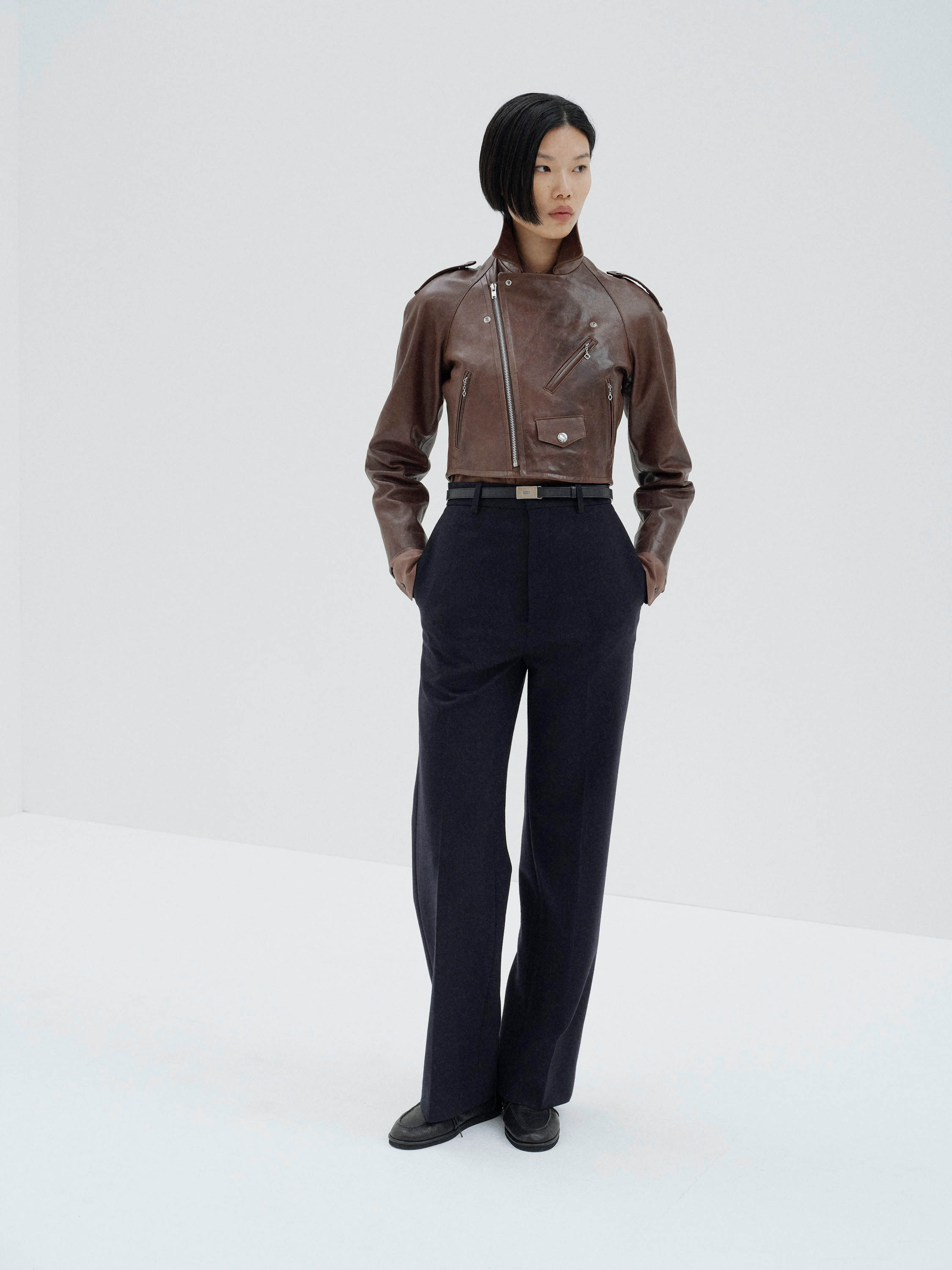 HEAVY LAMB LEATHER CROPPED RIDERS JACKET - AURALEE Official