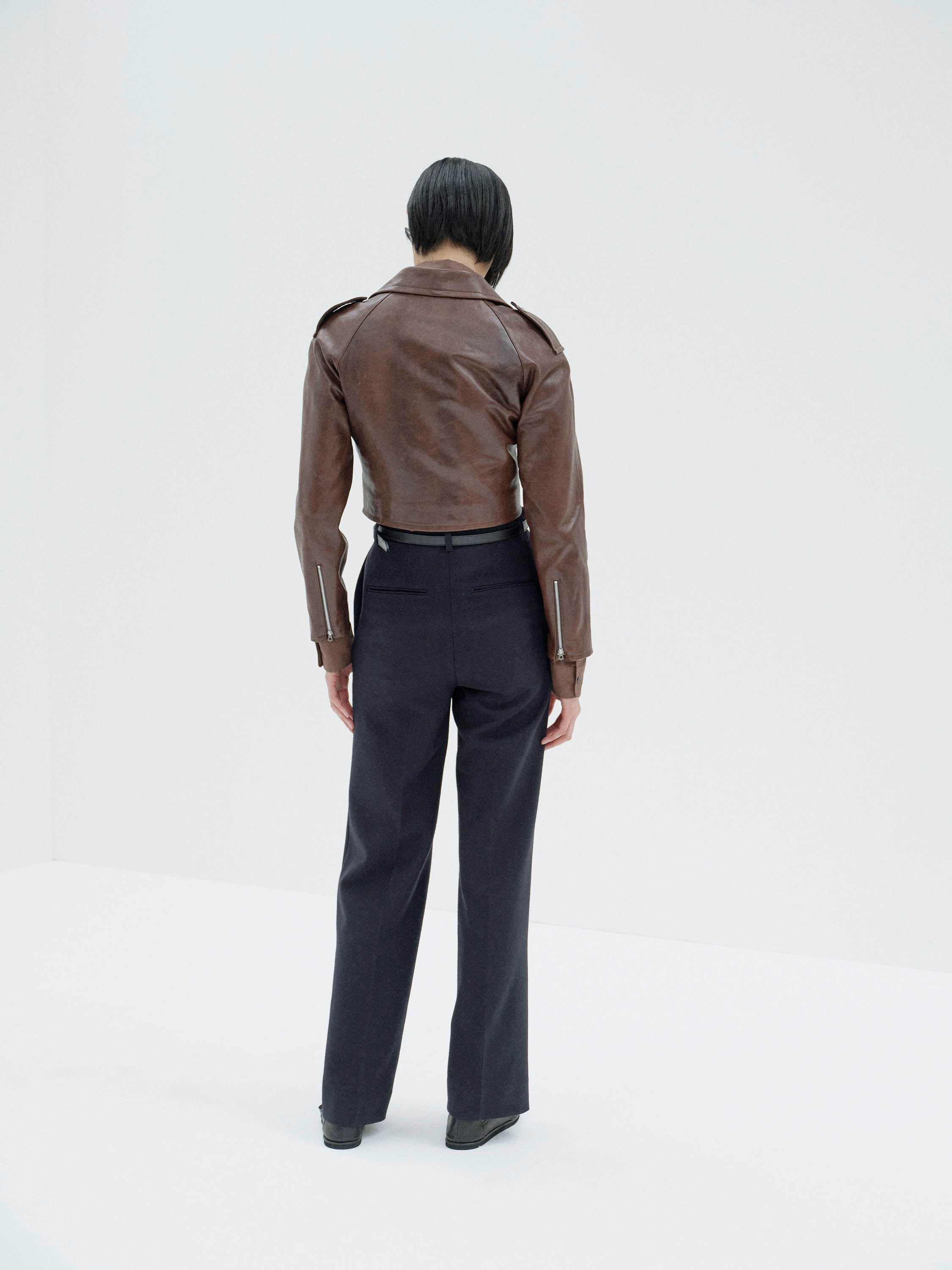 HEAVY LAMB LEATHER CROPPED RIDERS JACKET 詳細画像 DARK BROWN 5