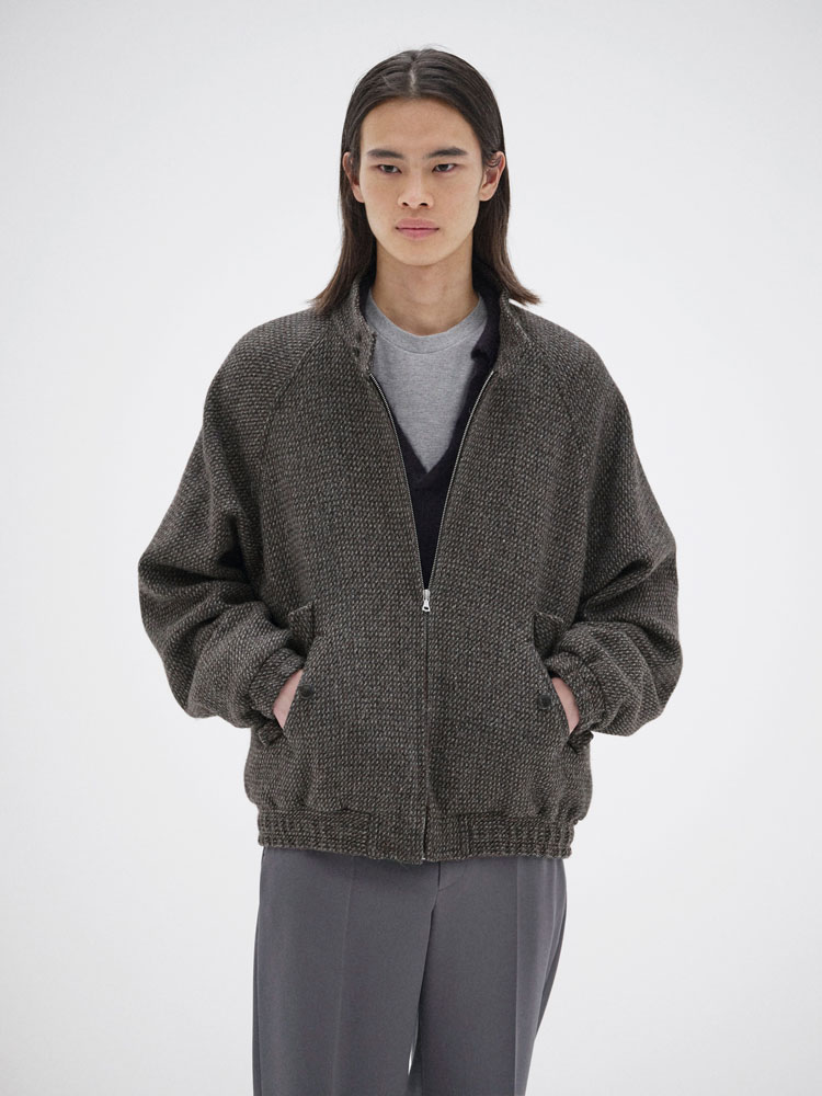 ALPACA WOOL SILK TWEED ZIP BLOUSON