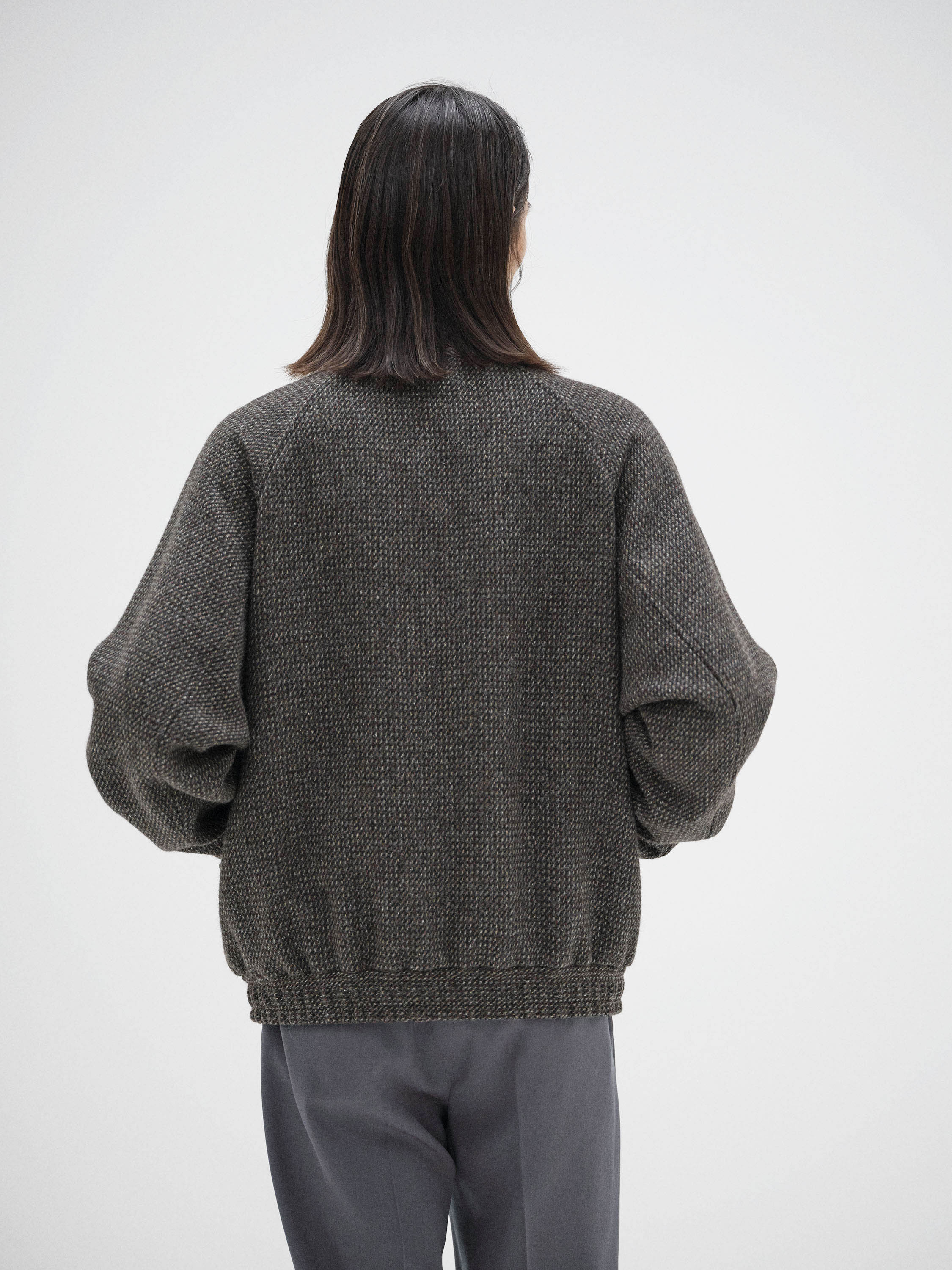 ALPACA WOOL SILK TWEED ZIP BLOUSON 詳細画像 GRAY BROWN HAIRLINE 4