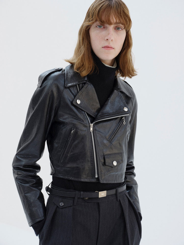 LAMB LEATHER CROPPED RIDERS JACKET