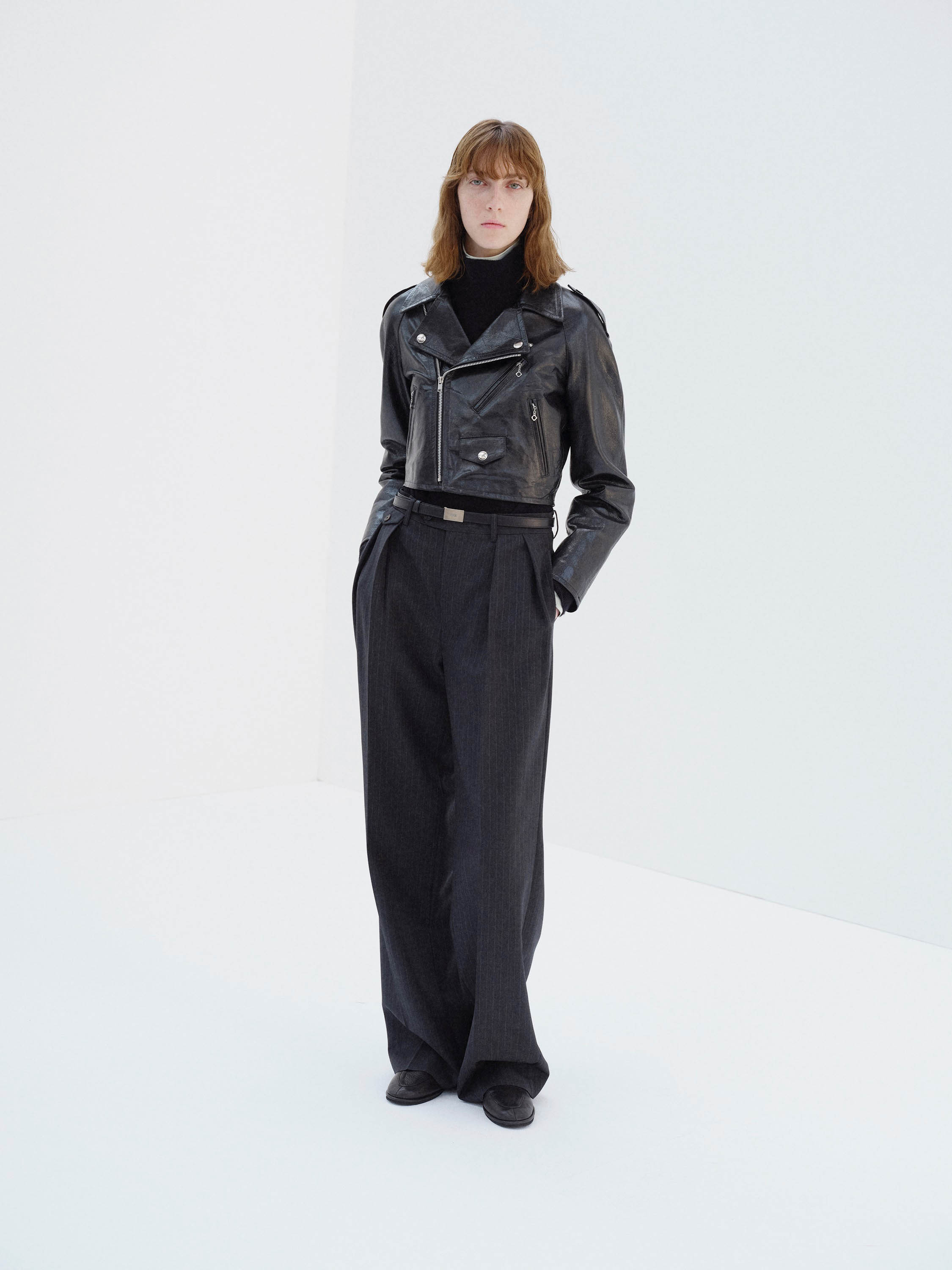 LAMB LEATHER CROPPED RIDERS JACKET 詳細画像 BLACK 2
