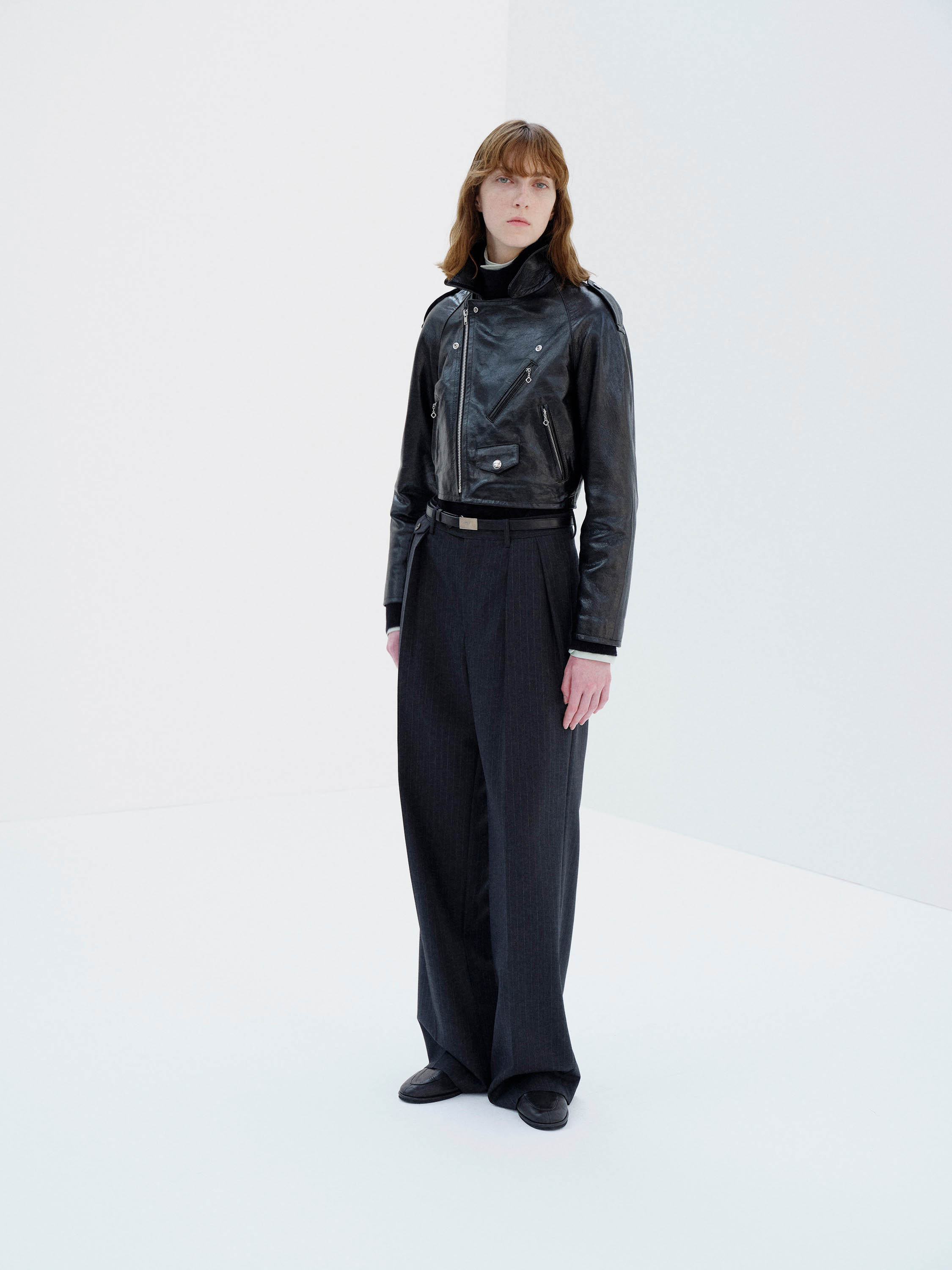 LAMB LEATHER CROPPED RIDERS JACKET 詳細画像 BLACK 5