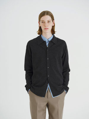 HIGH TWIST WOOL KNIT SHIRT CARDIGAN