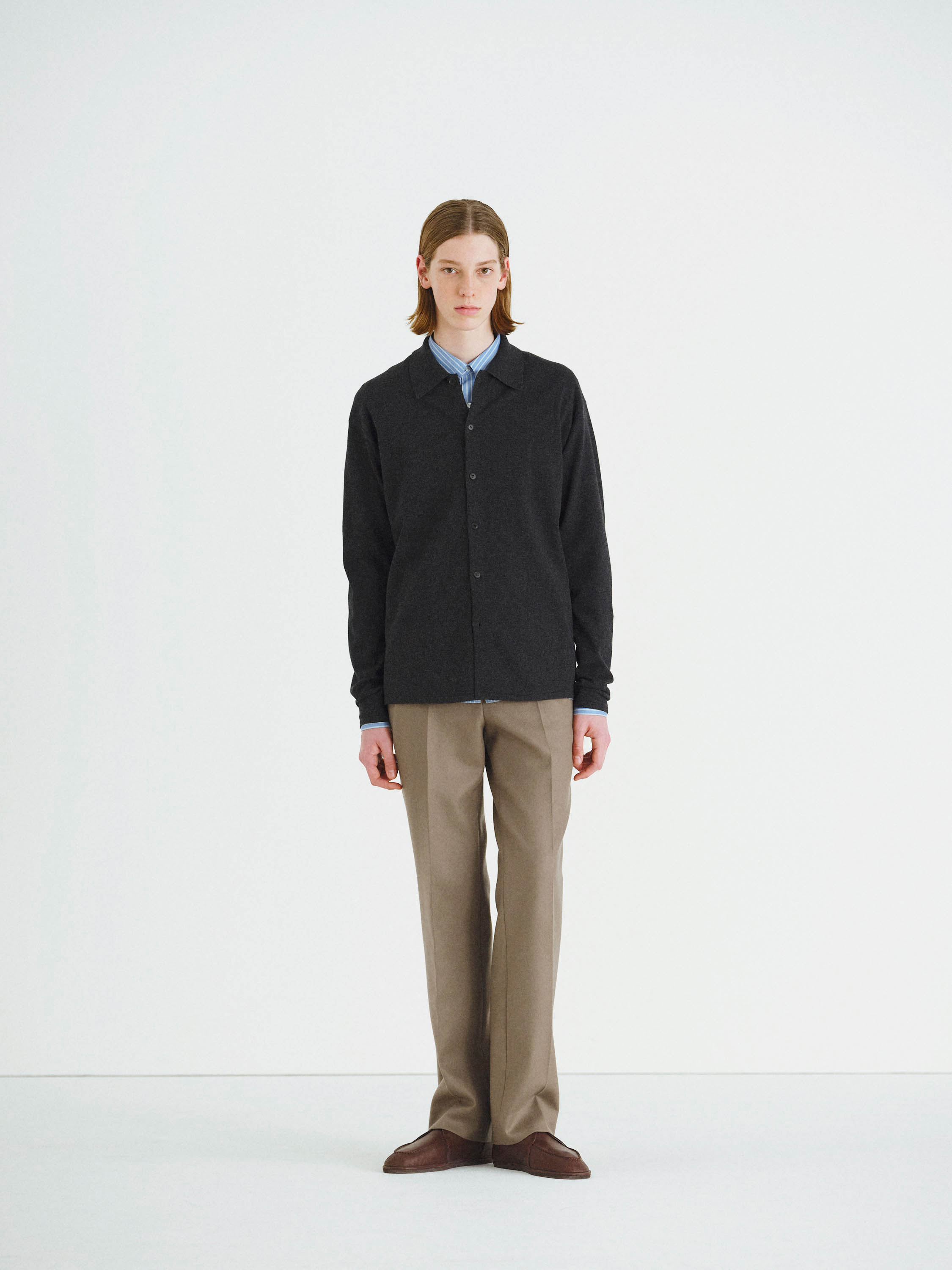 HIGH TWIST WOOL KNIT SHIRT CARDIGAN 詳細画像 CHARCOAL 2