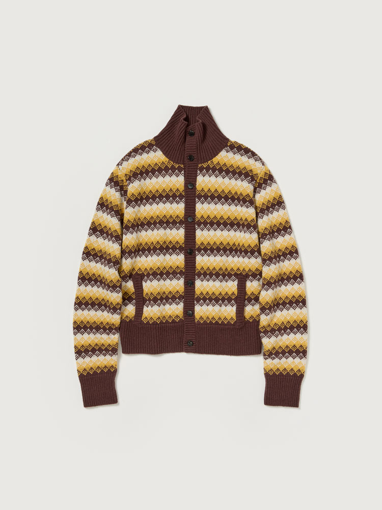 AURALEE CASHMERE KNIT CARDIGAN カシミヤニット CASHMERE JACQUARD KNIT HIGH-NECK CARDIGAN - AURALEE Official