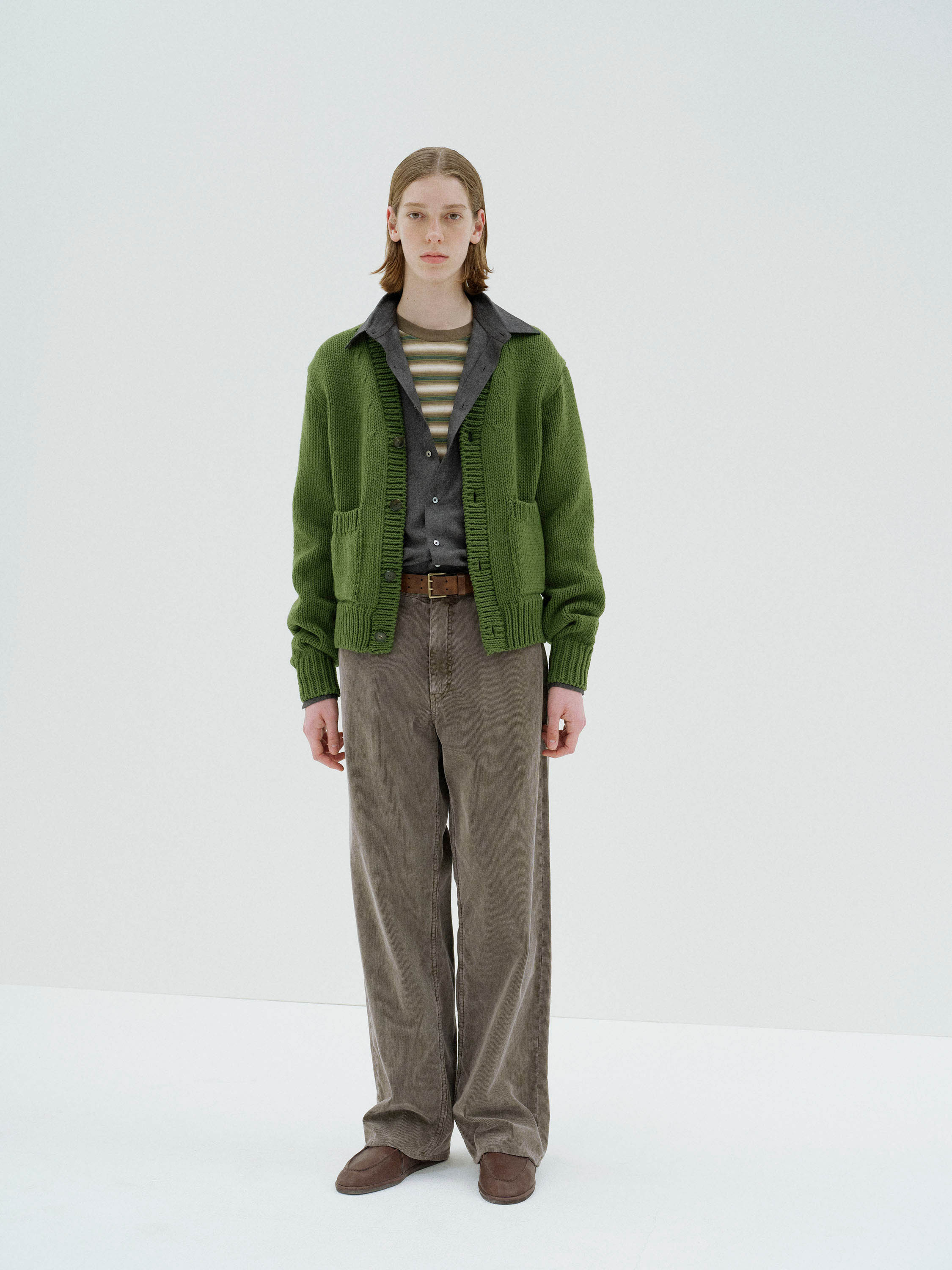 WOOL CASHMERE FELTED KNIT CARDIGAN 詳細画像 OLIVE 1