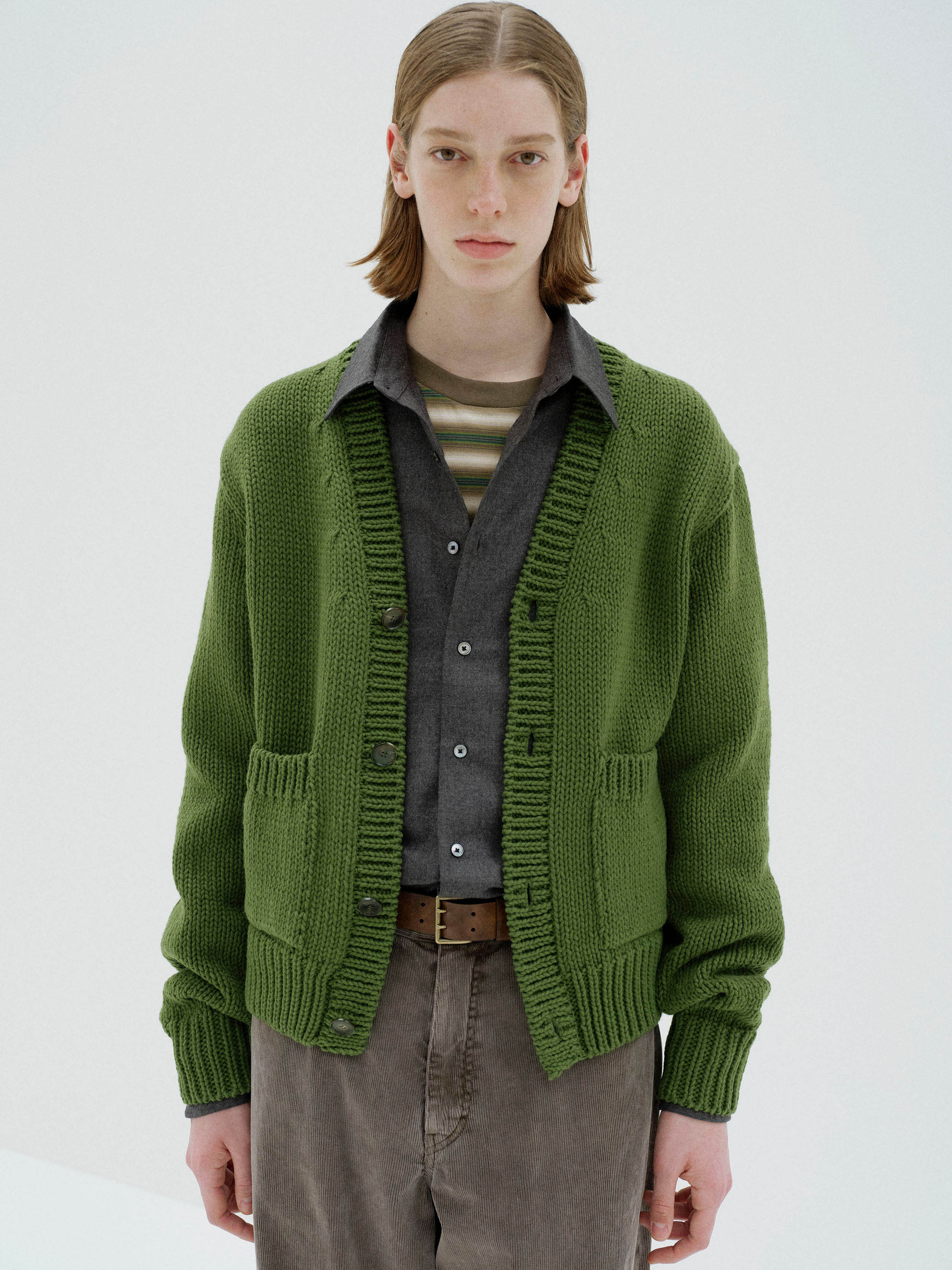 WOOL CASHMERE FELTED KNIT CARDIGAN 詳細画像 OLIVE 2