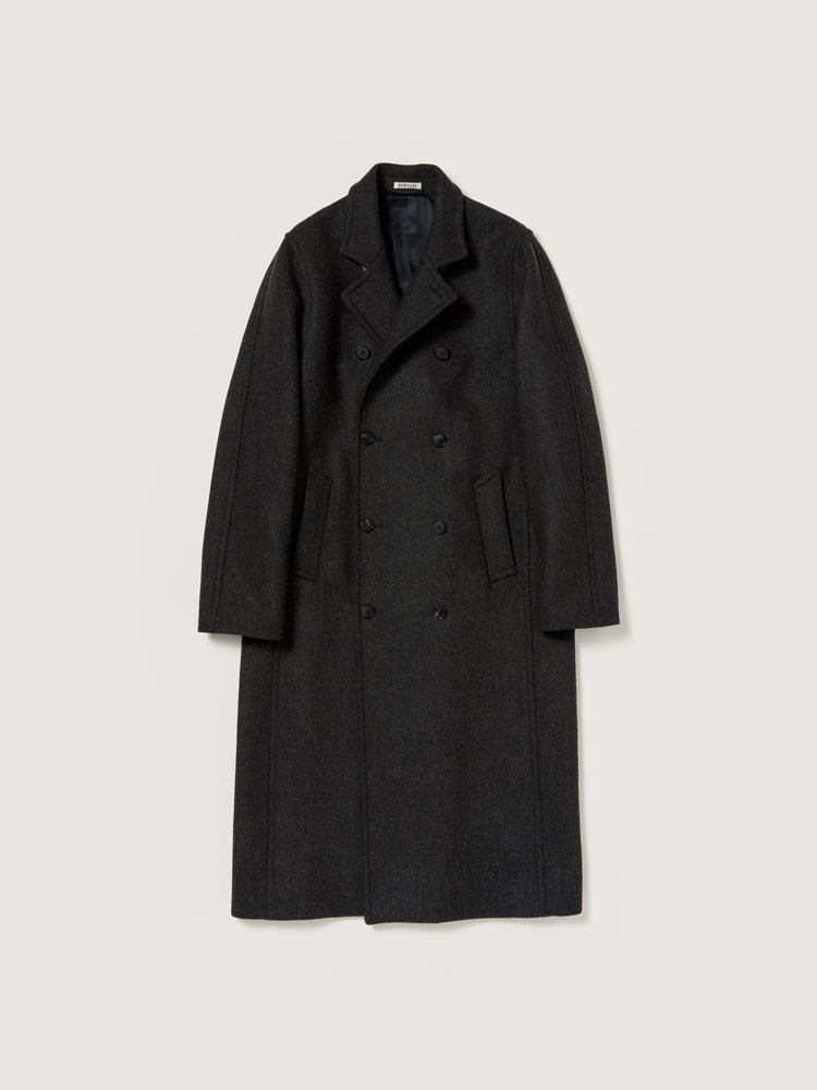 ジャケット・アウター AURALEE DOUBLECLOTHLIGHT MELTONHALF COAT DOUBLE CLOTH LIGHT MELTON SOUTIEN COLLAR COAT (A21AC02LM