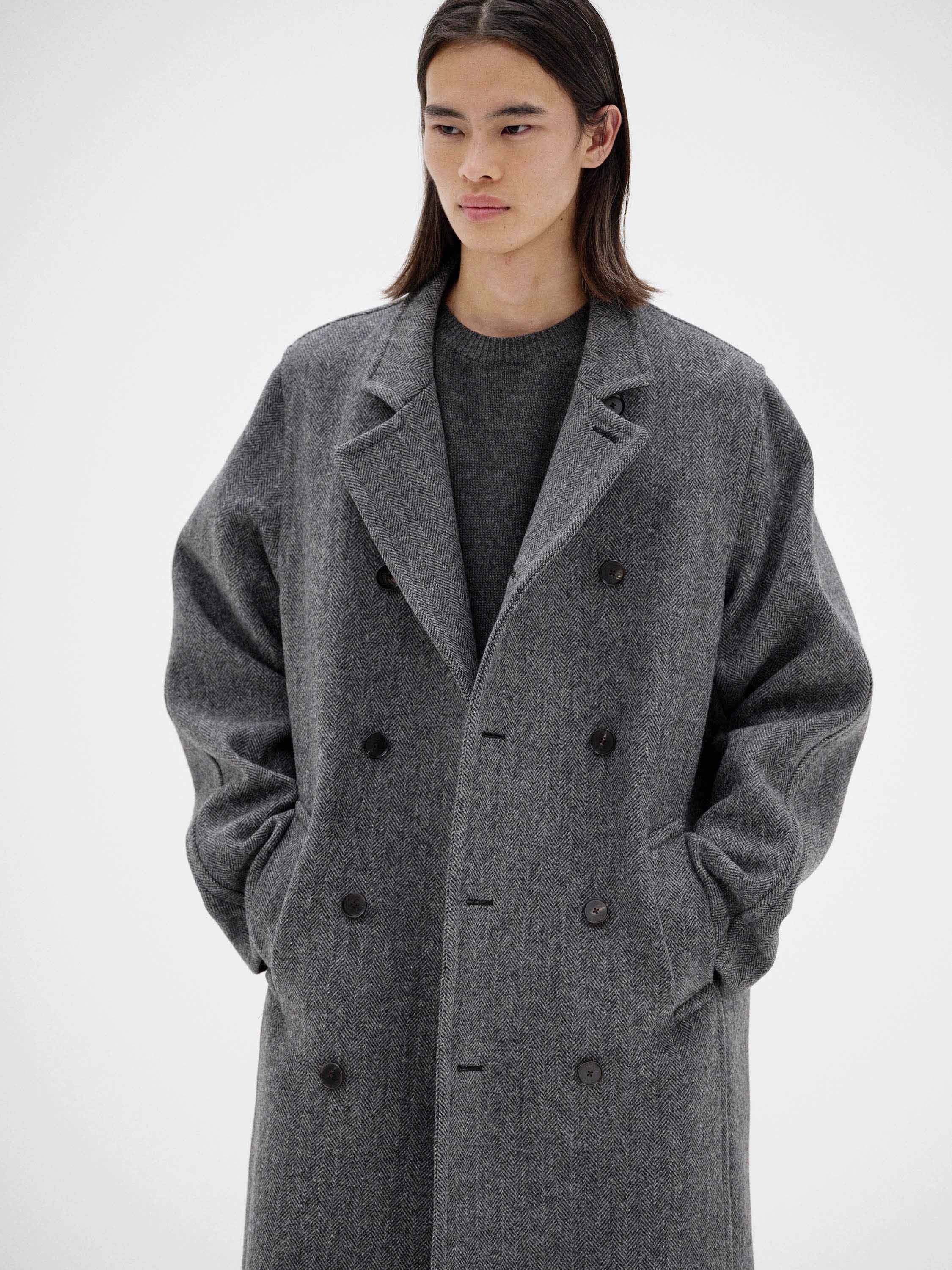 SHETLAND WOOL DOUBLE CLOTH COAT 詳細画像 GRAY HERRINGBONE 2