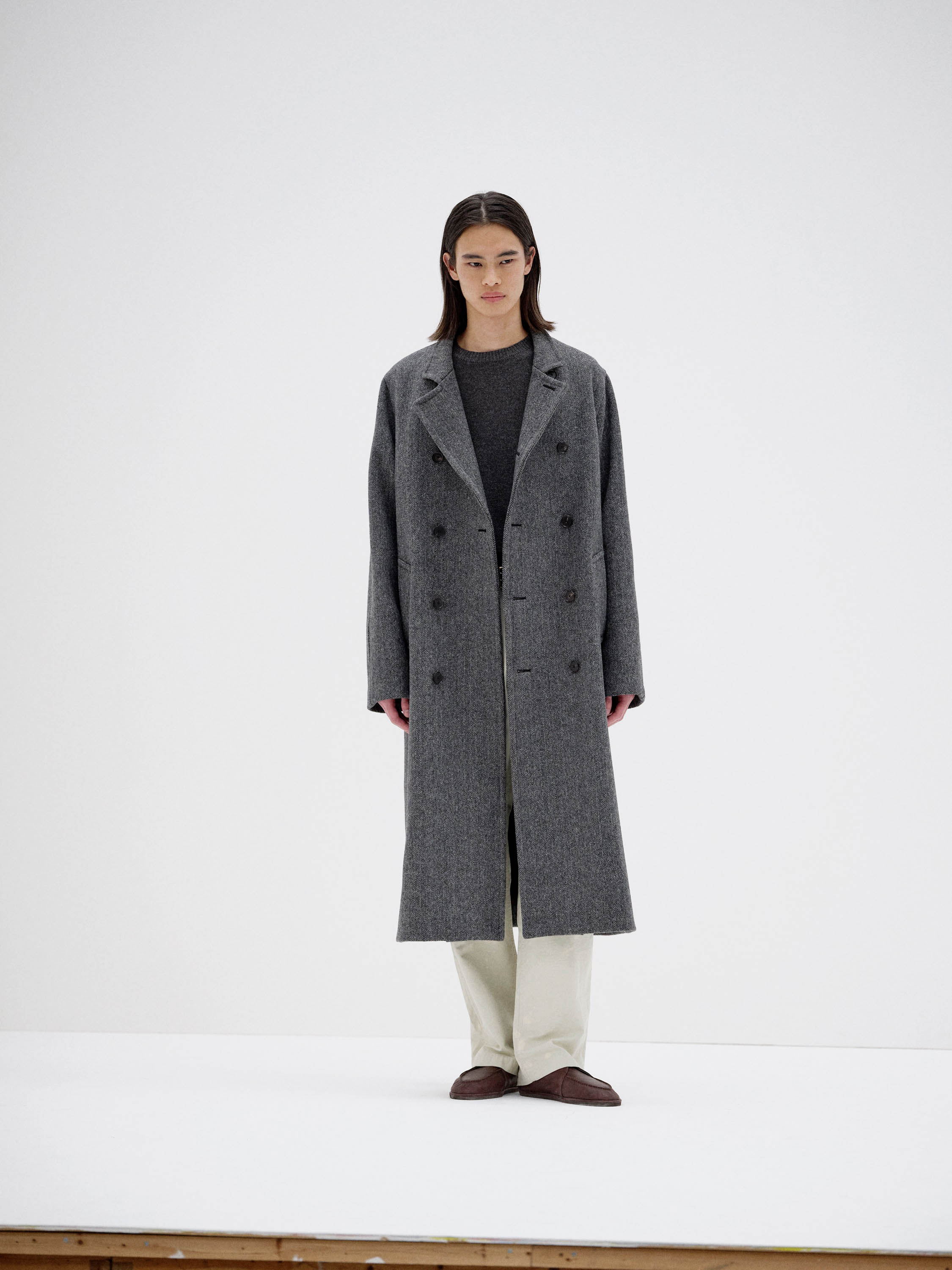 SHETLAND WOOL DOUBLE CLOTH COAT 詳細画像 GRAY HERRINGBONE 3
