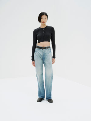 SUPER FINE WOOL HIGH GAUGE RIB KNIT SHORT CARDIGAN