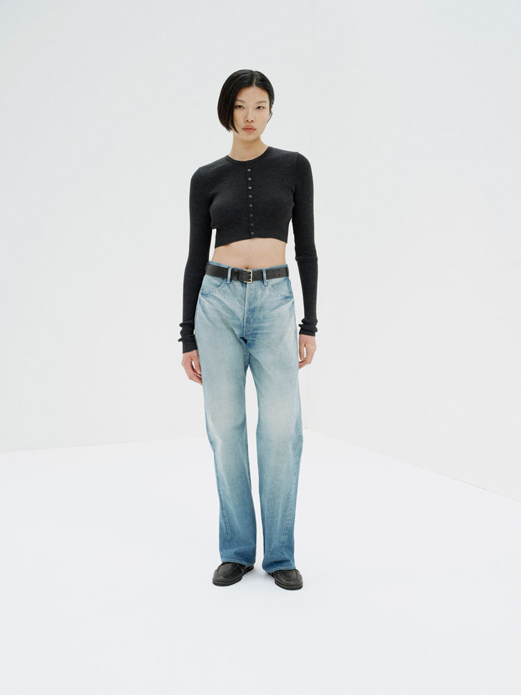 SUPER FINE WOOL HIGH GAUGE RIB KNIT SHORT CARDIGAN - AURALEE