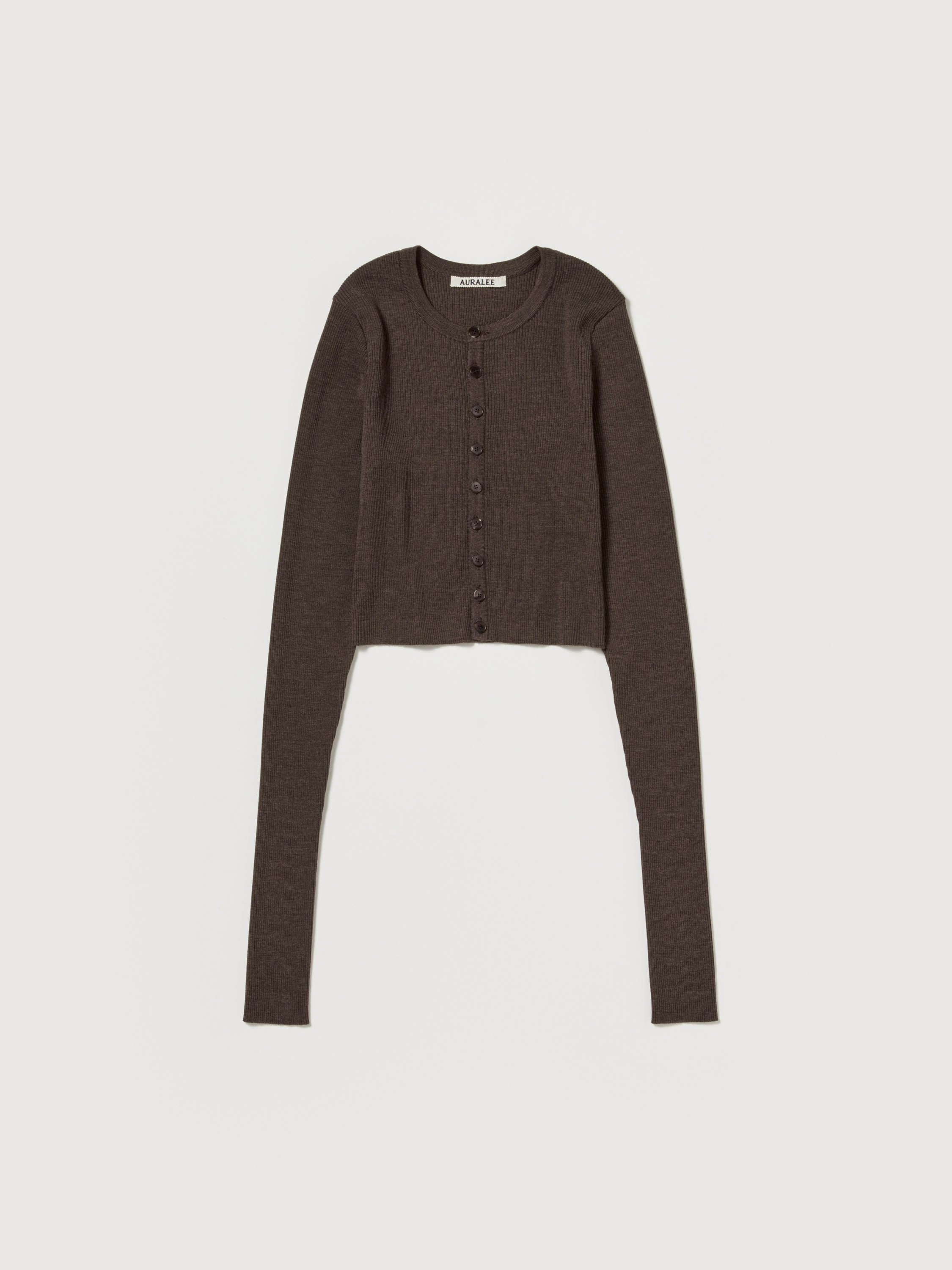 SUPER FINE WOOL HIGH GAUGE RIB KNIT SHORT CARDIGAN 詳細画像 TOP BROWN 1
