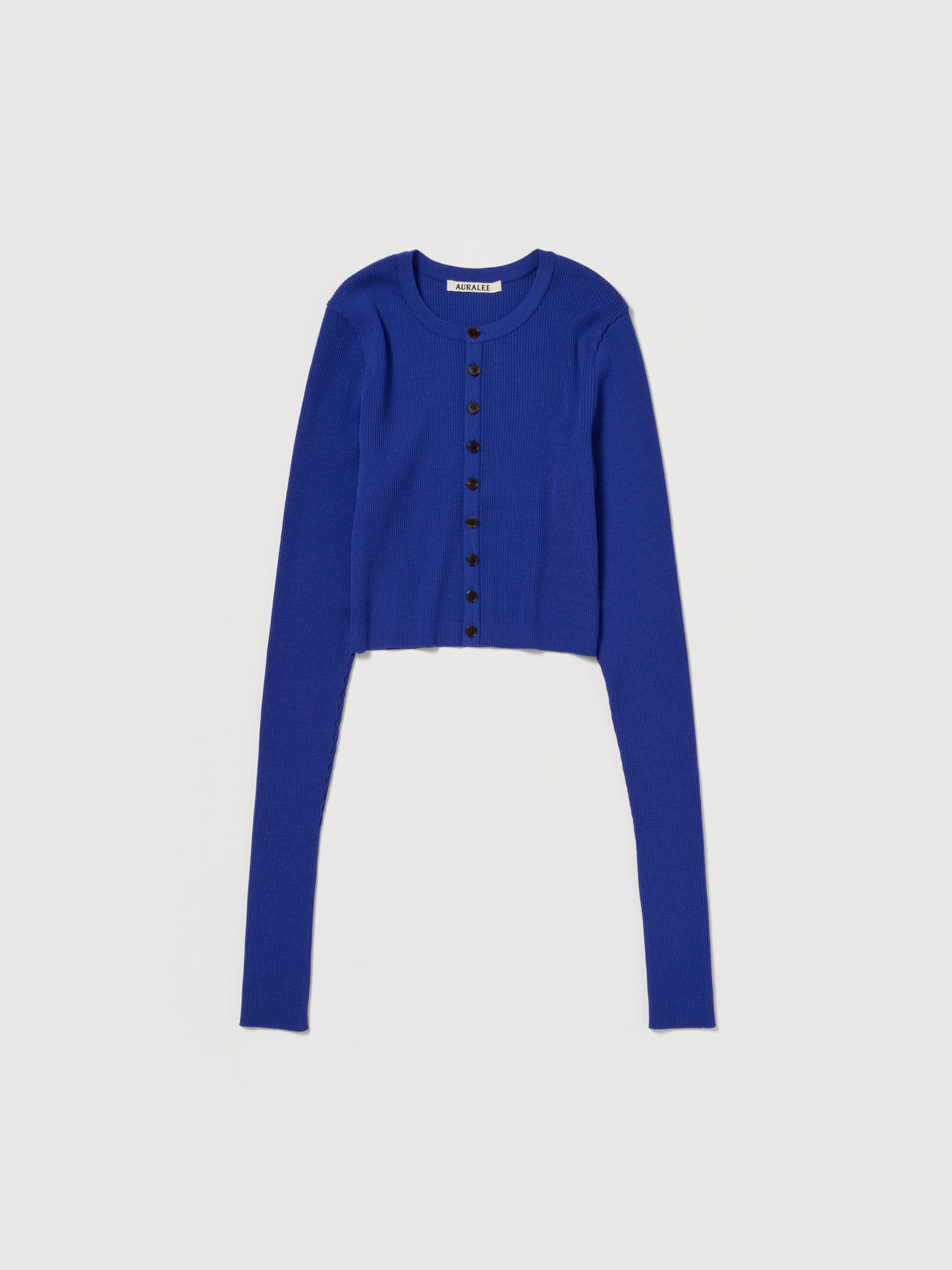 SUPER FINE WOOL HIGH GAUGE RIB KNIT SHORT CARDIGAN 詳細画像 ROYAL BLUE 1