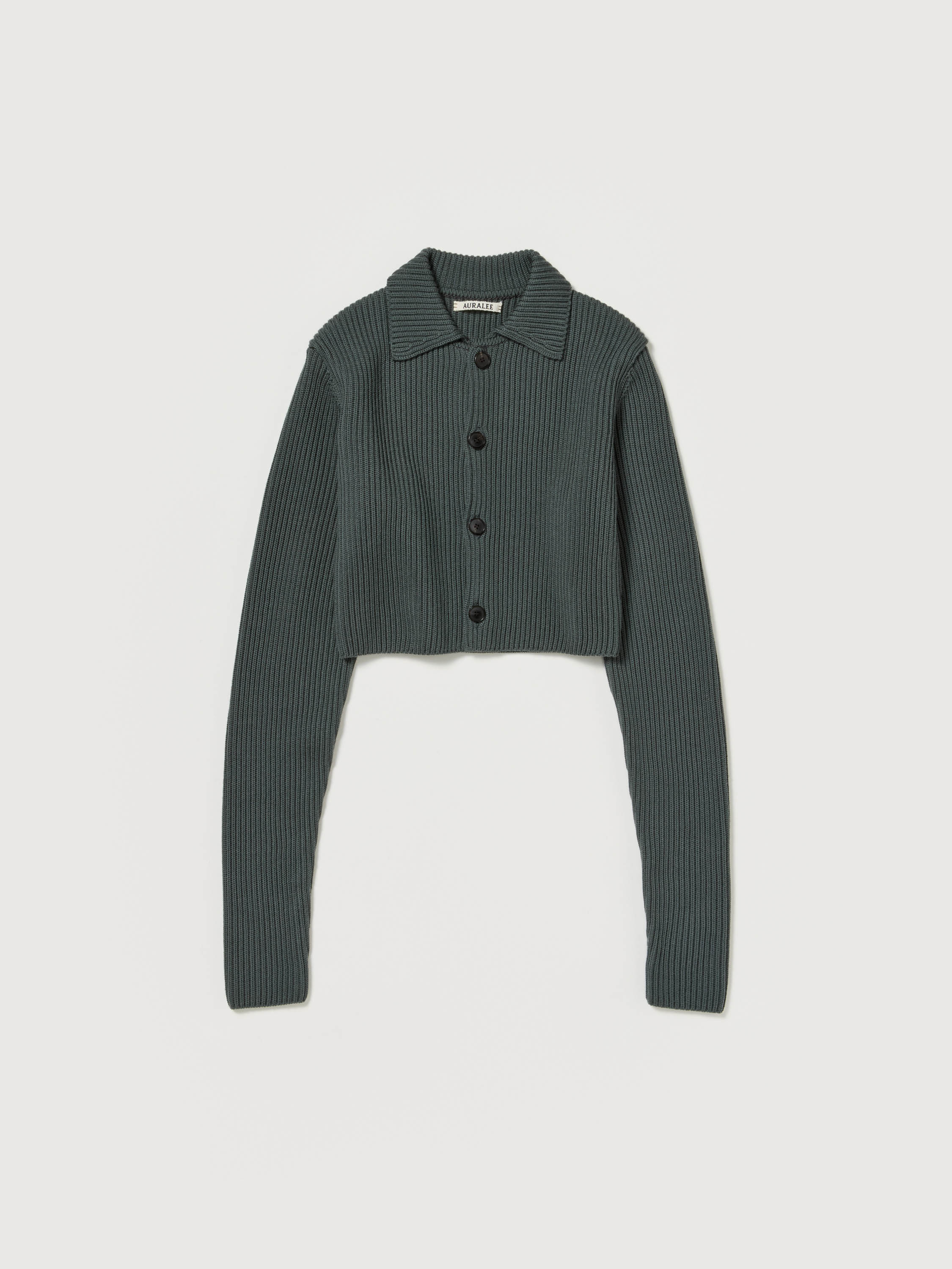 SUPER FINE WOOL SOFT RIB KNIT CROPPED SHIRT CARDIGAN 詳細画像 GRAY 5