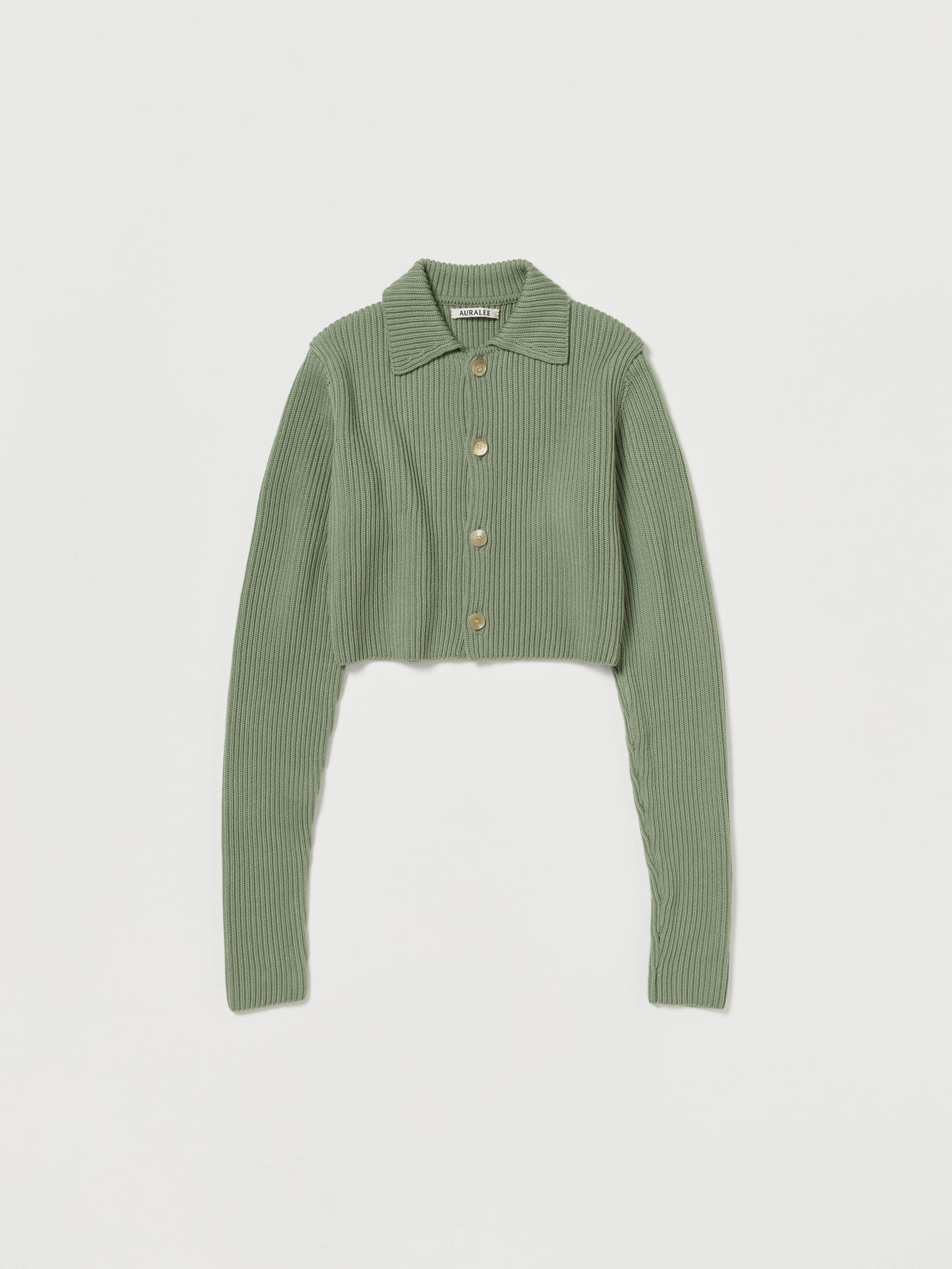 SUPER FINE WOOL SOFT RIB KNIT CROPPED SHIRT CARDIGAN 詳細画像 DUSTY GREEN 1