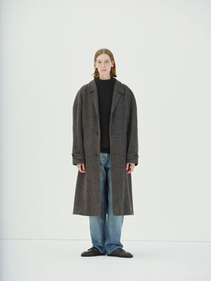 ALPACA WOOL SILK TWEED SOUTIEN COLLAR COAT