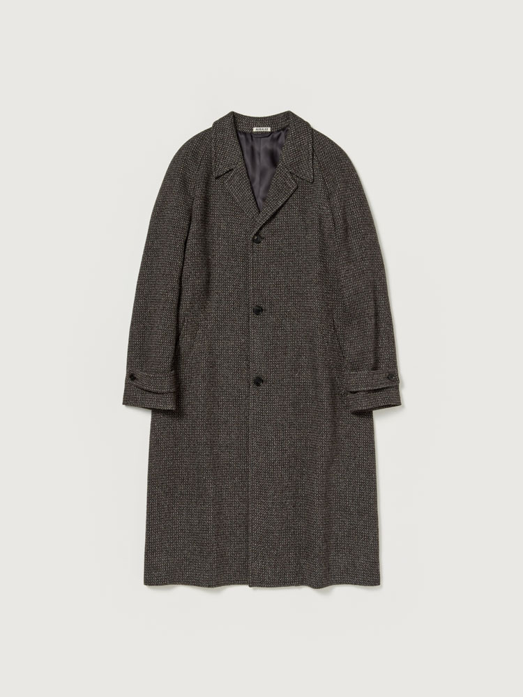 ALPACA WOOL SILK TWEED SOUTIEN COLLAR COAT