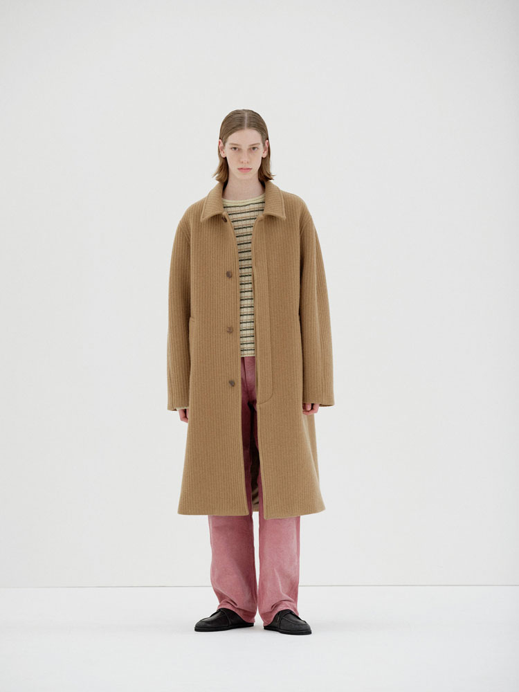 SPONGE BONDED WIDE WALE WOOL SOUTIEN COLLAR COAT