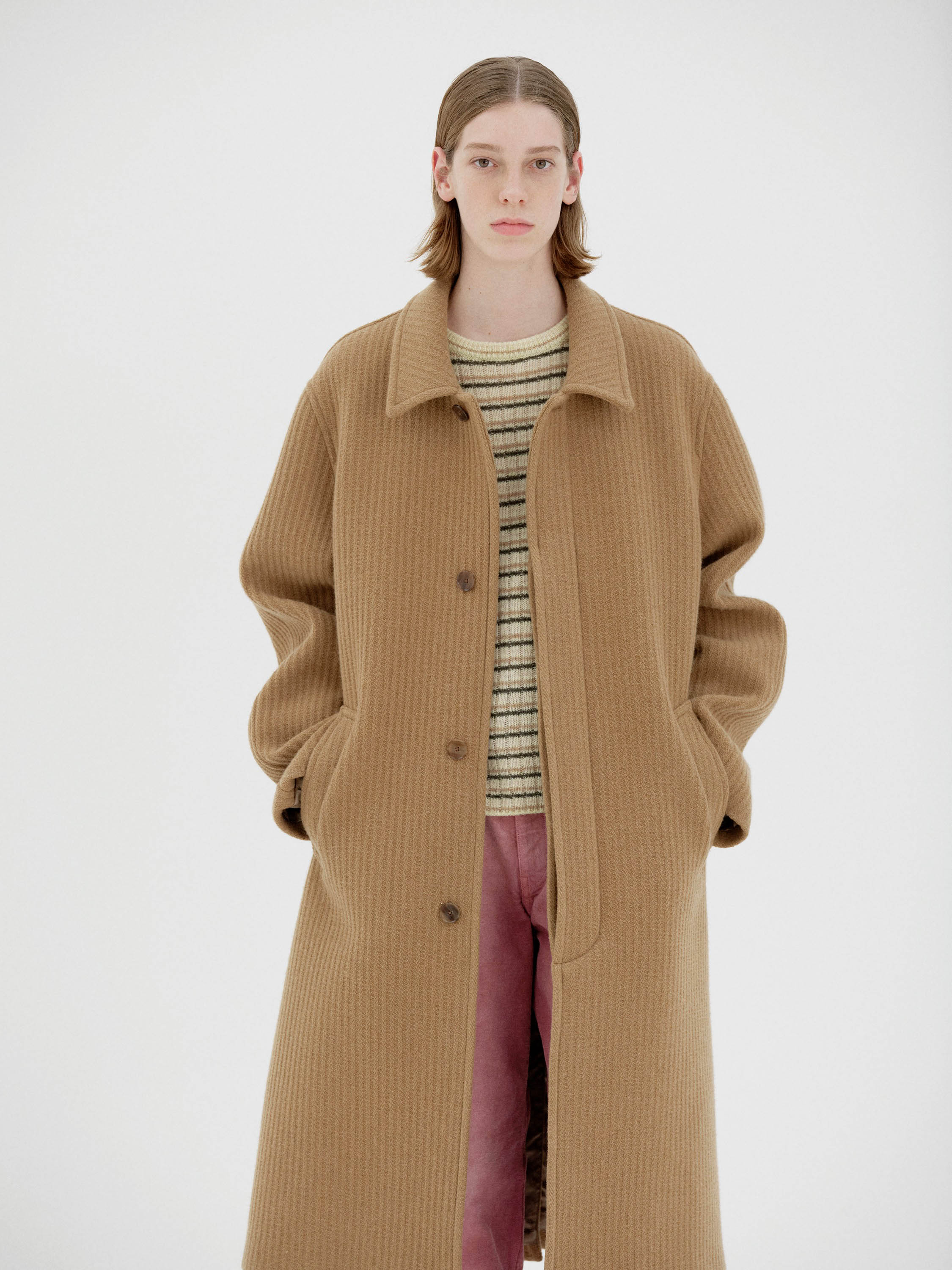 SPONGE BONDED WIDE WALE WOOL SOUTIEN COLLAR COAT 詳細画像 CAMEL 2