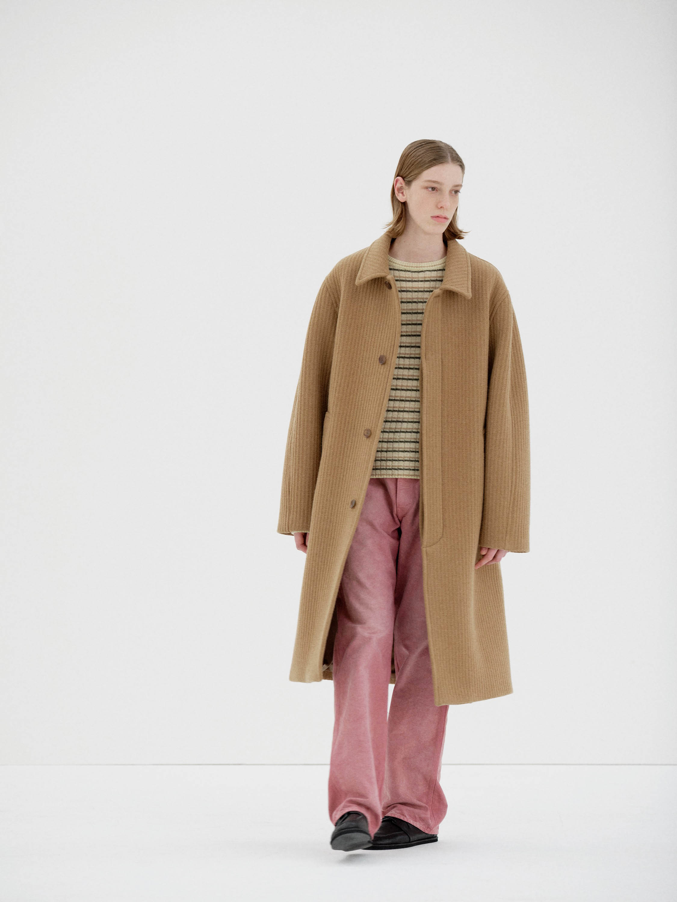SPONGE BONDED WIDE WALE WOOL SOUTIEN COLLAR COAT 詳細画像 CAMEL 4