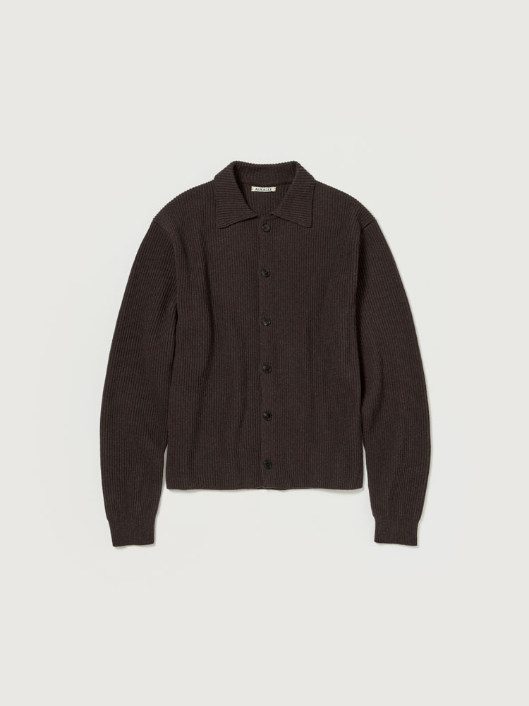 SUPER FINE WOOL RIB KNIT SHIRT CARDIGAN - AURALEE Official
