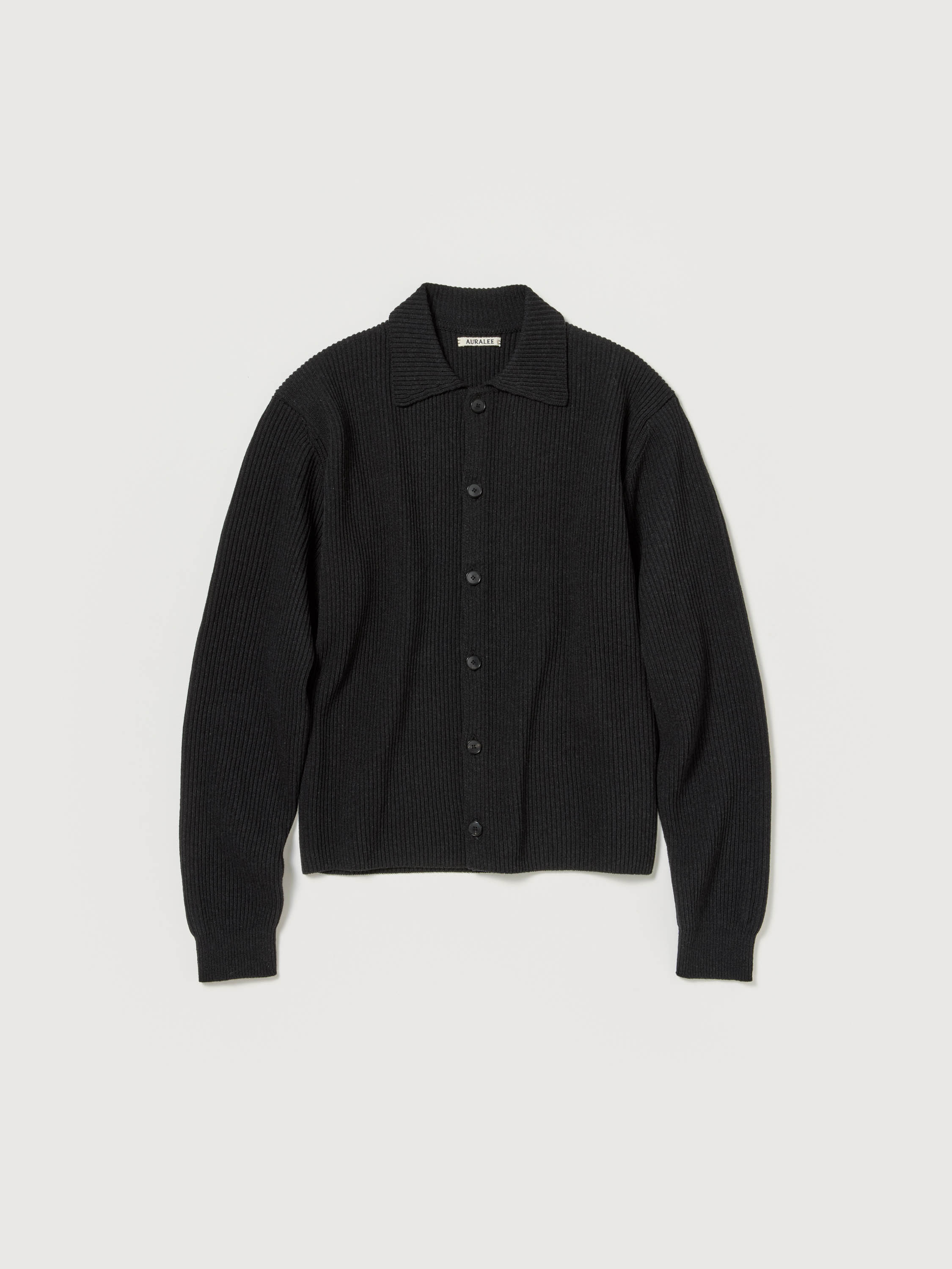 SUPER FINE WOOL RIB KNIT SHIRT CARDIGAN 詳細画像 BLACK 1