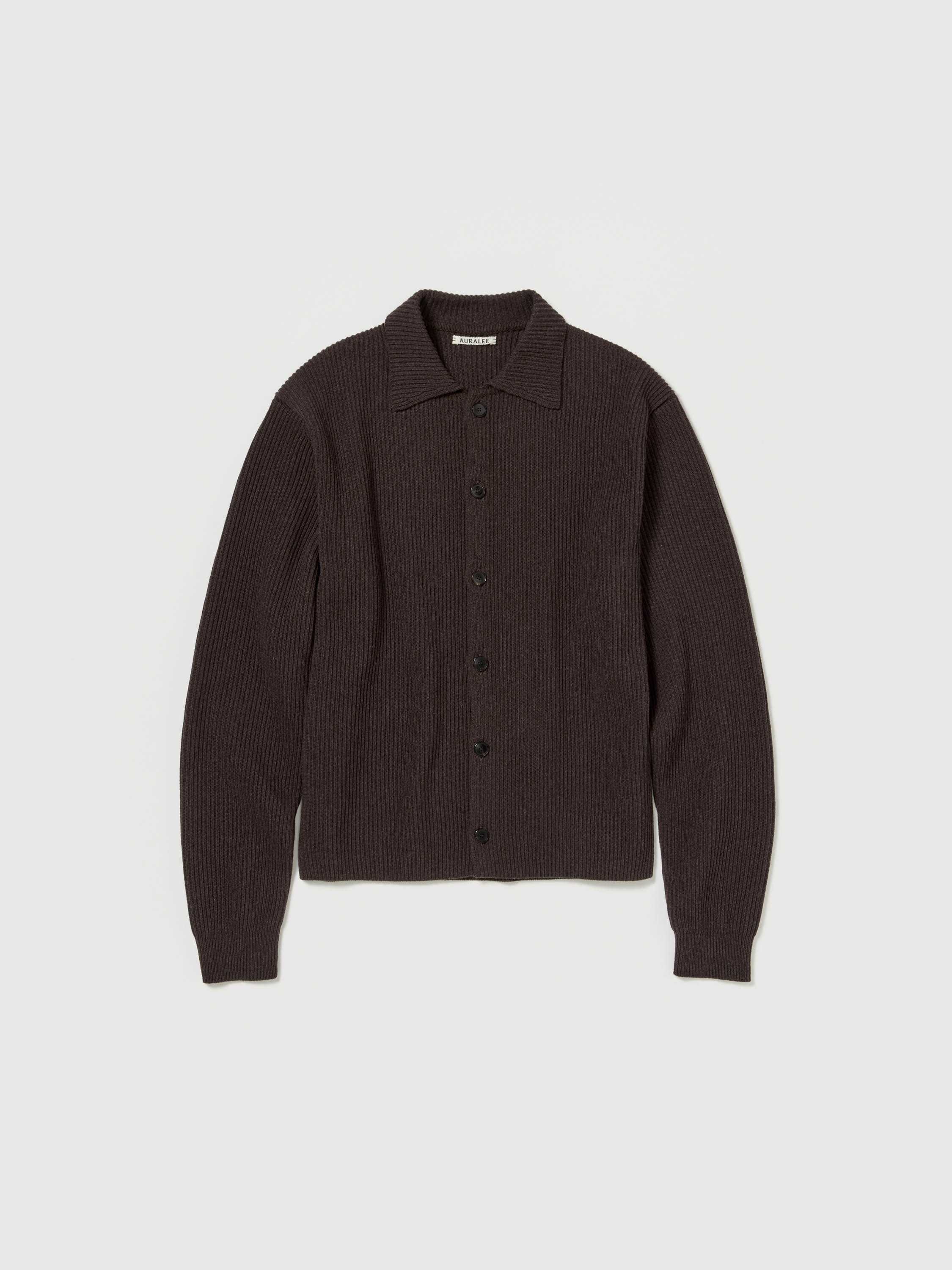 SUPER FINE WOOL RIB KNIT SHIRT CARDIGAN 詳細画像 TOP BROWN 1