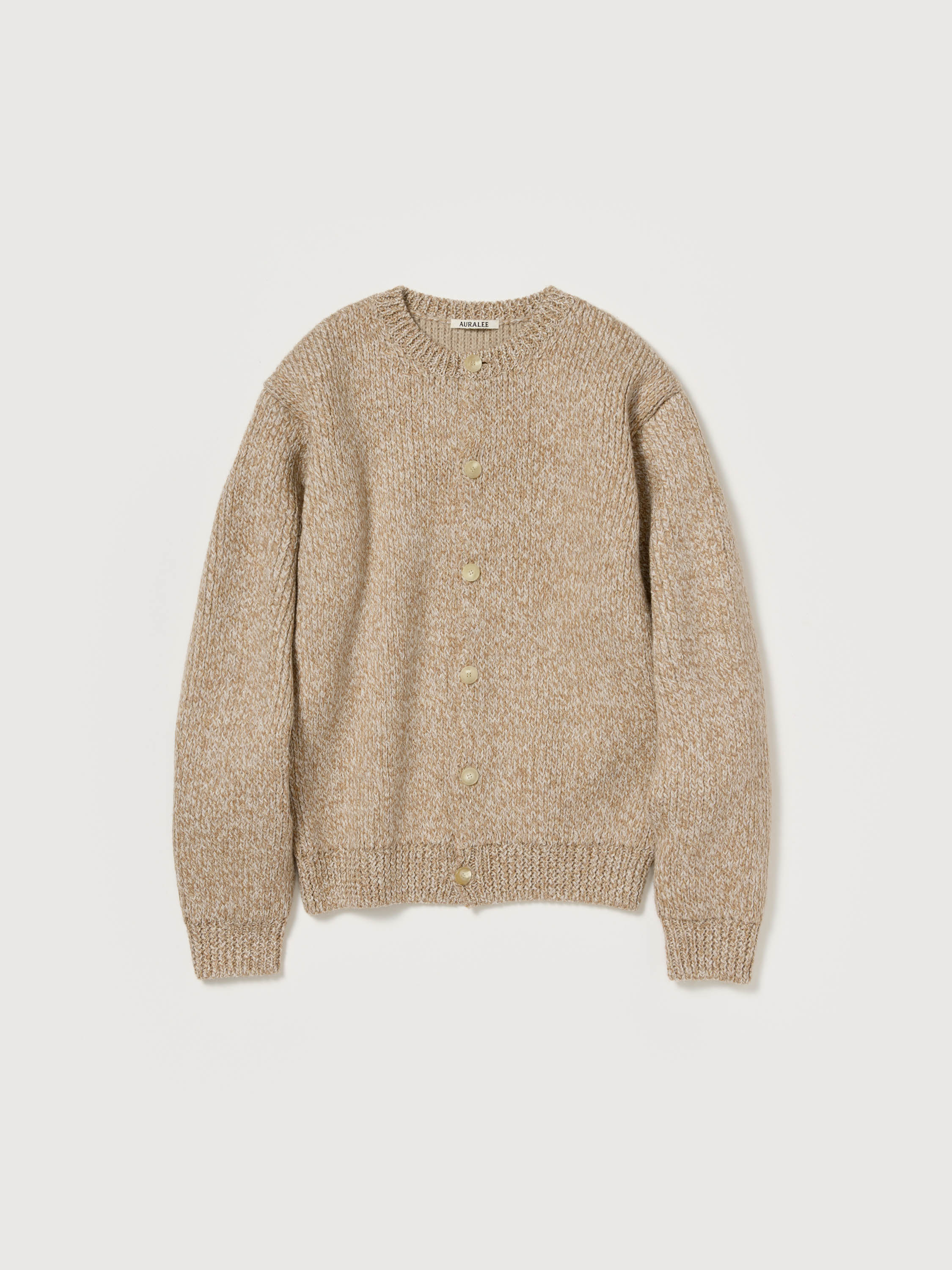 DOUBLE-FACED WOOL ALPACA LOW GAUGE KNIT CREW-NECK CARDIGAN 詳細画像 BEIGE 2