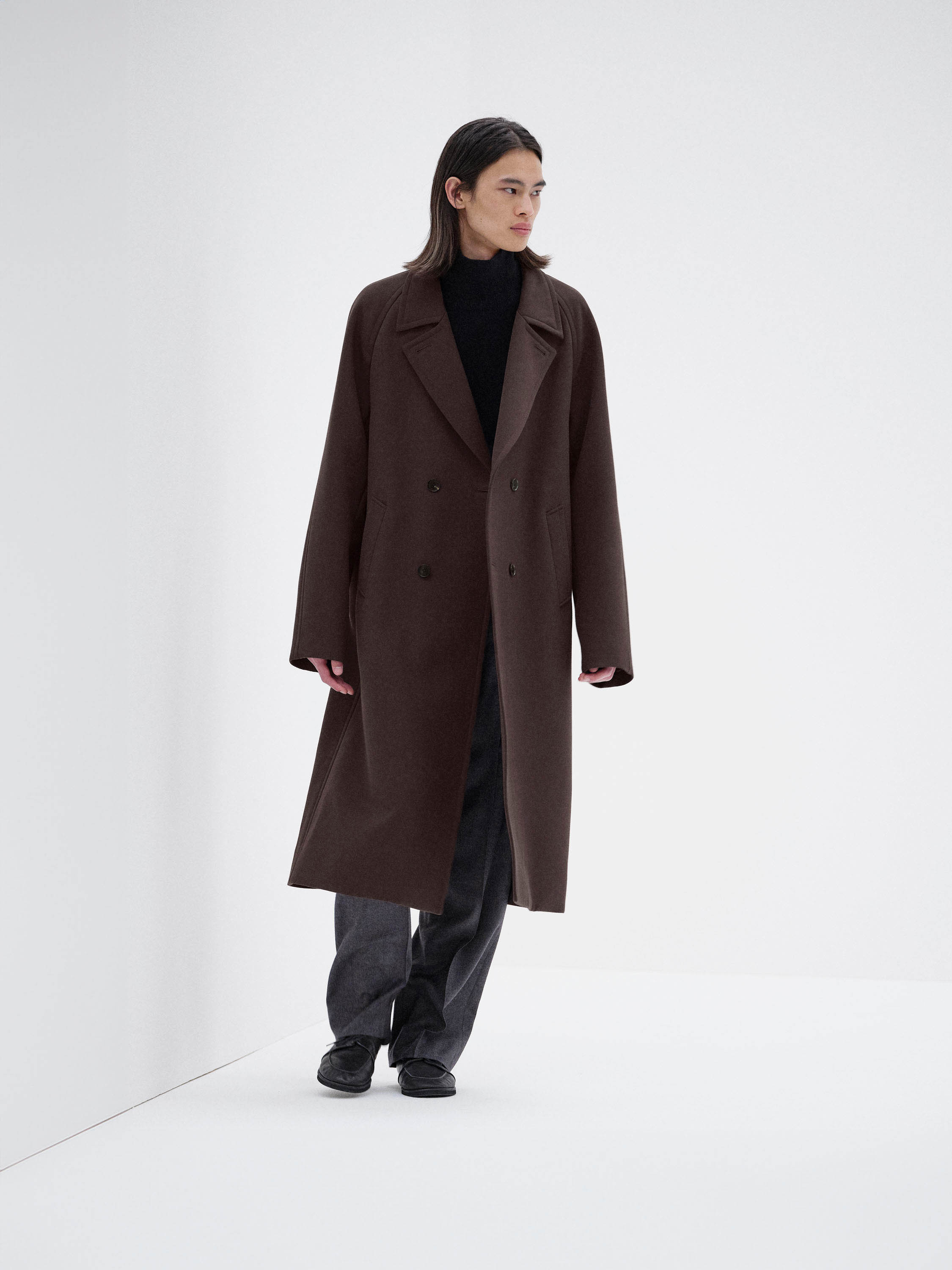 TWISTED DOUBLE CLOTH COAT 詳細画像 DARK BROWN 1