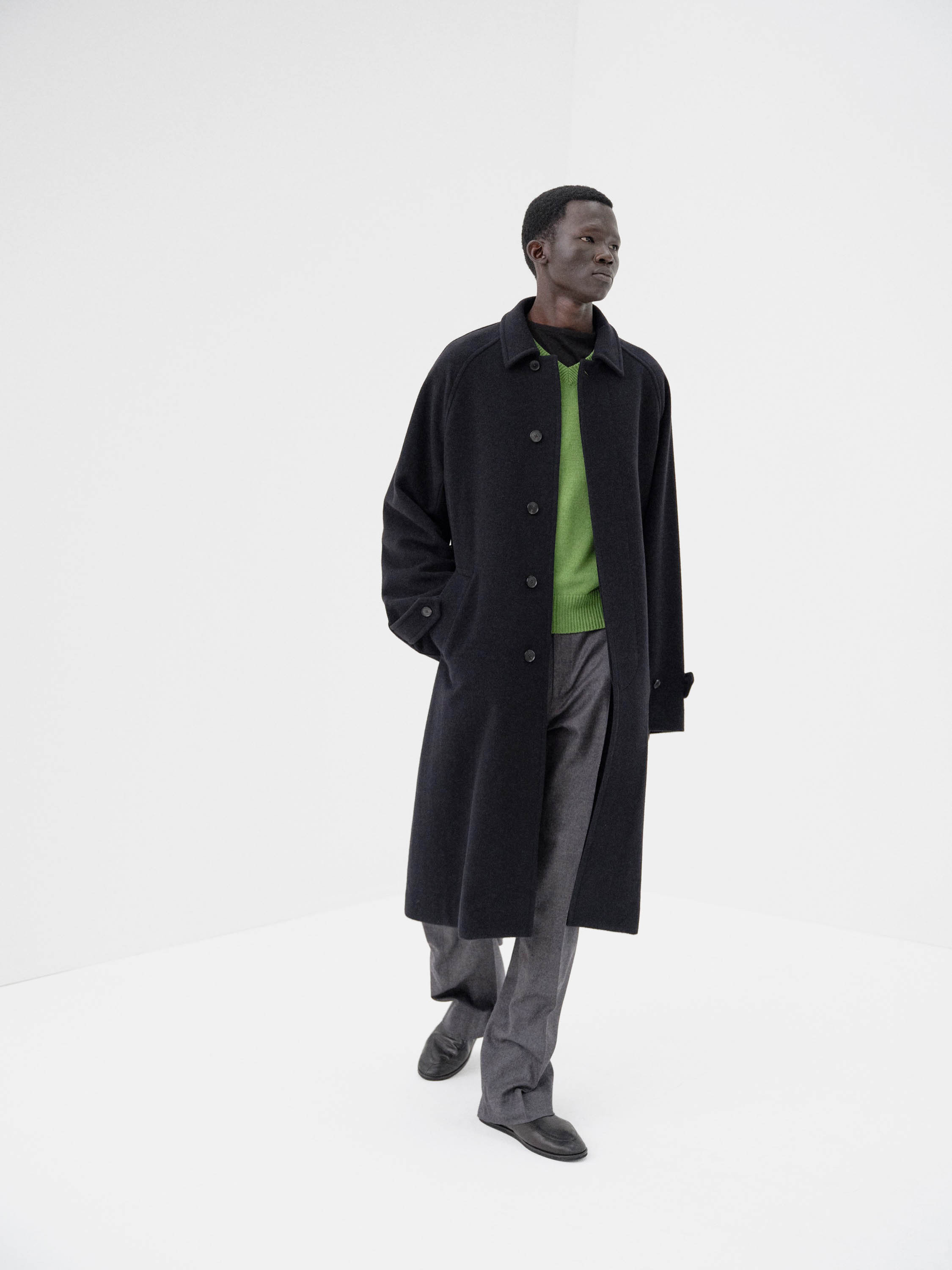 SUPER FINE WOOL MOSSER SOUTIEN COLLAR COAT - AURALEE