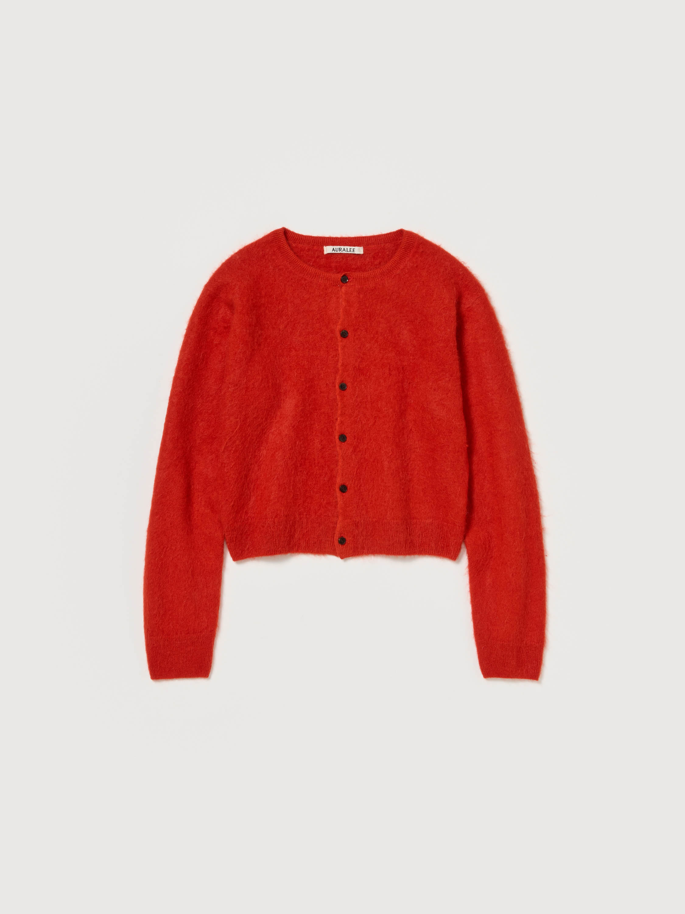 GARMENT-DYED BABY ALPACA FUR KNIT CREW-NECK CARDIGAN 詳細画像 RED 4