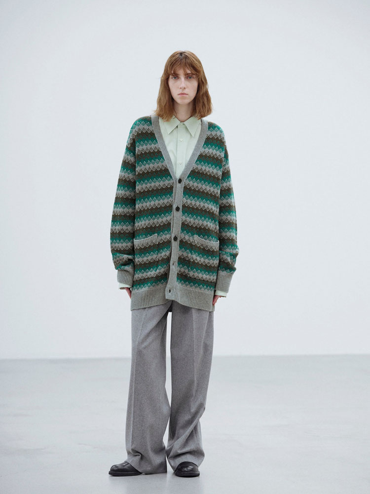 CASHMERE JACQUARD KNIT LONG CARDIGAN