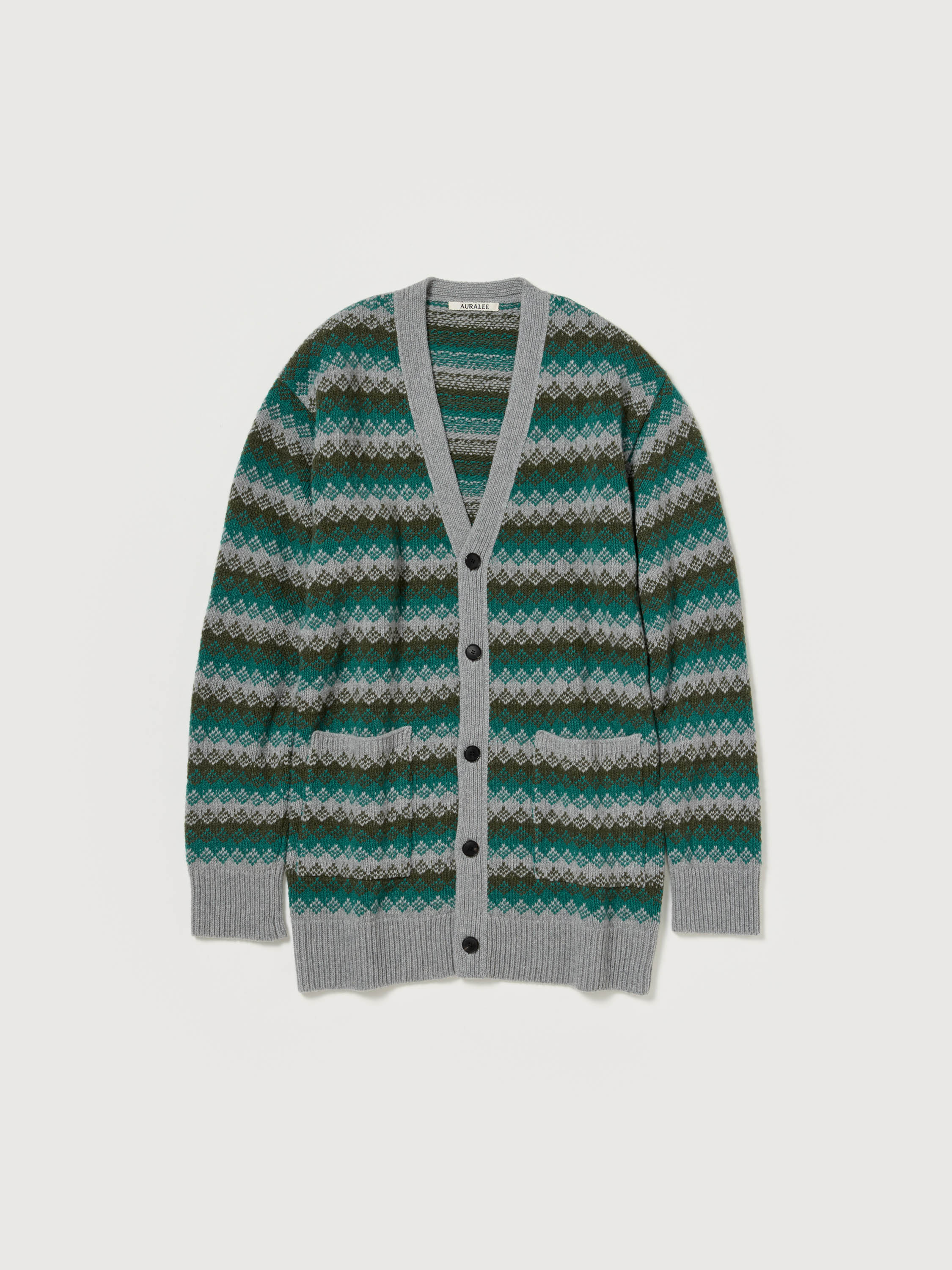 CASHMERE JACQUARD KNIT LONG CARDIGAN 詳細画像 GRAY GREEN 4