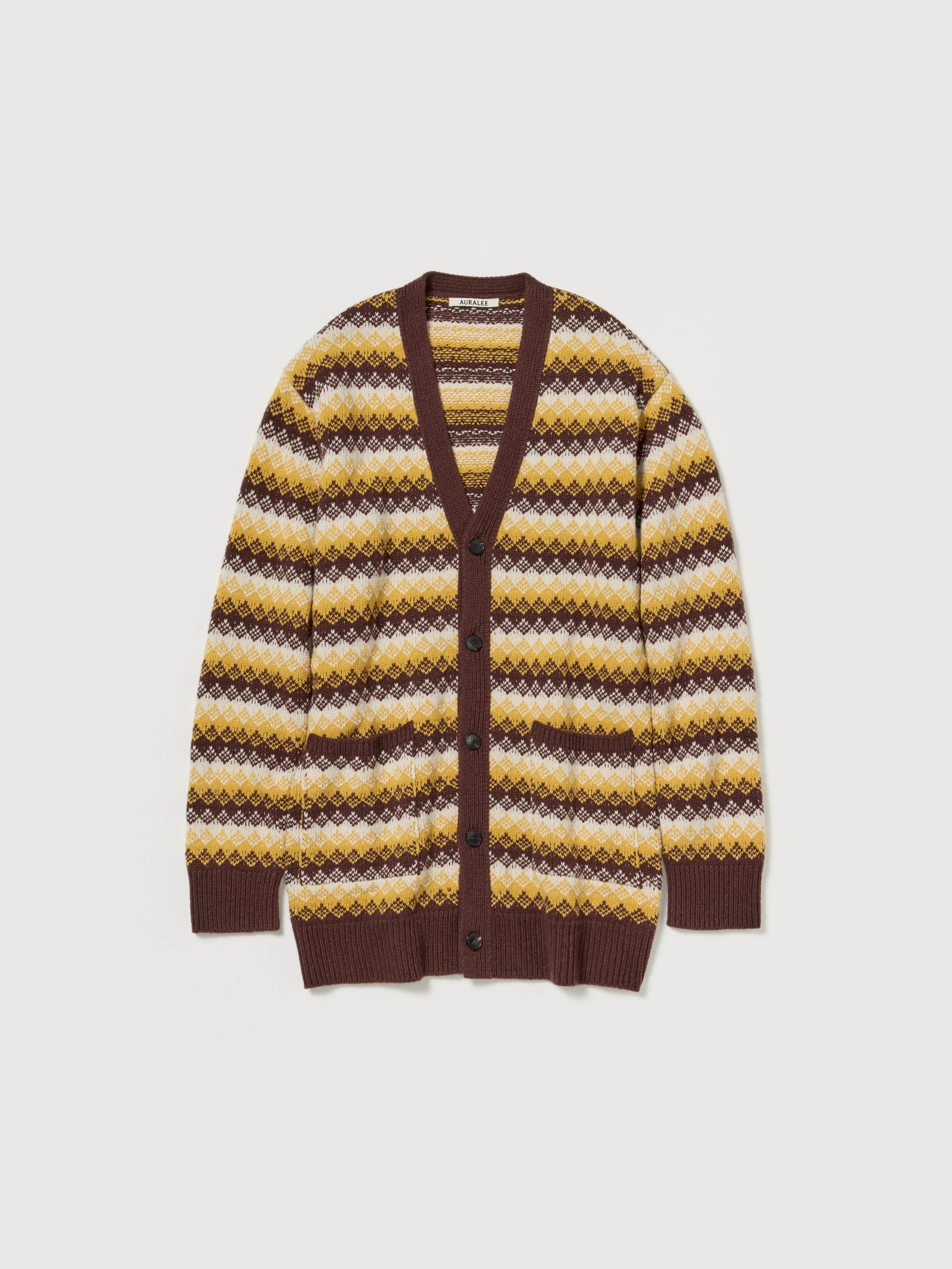 CASHMERE JACQUARD KNIT LONG CARDIGAN 詳細画像 BURGUNDY YELLOW 1