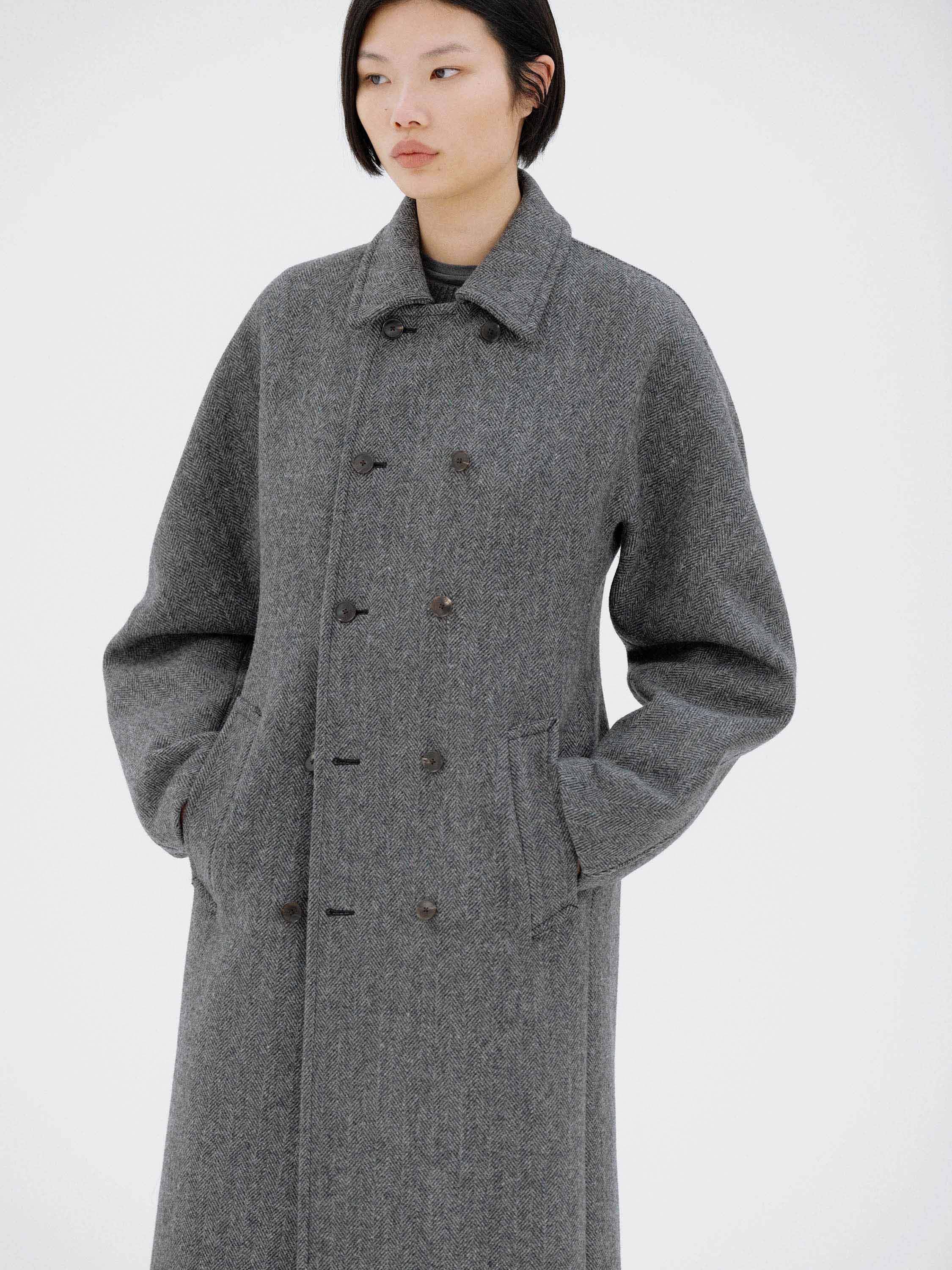 SHETLAND WOOL DOUBLE CLOTH COAT 詳細画像 GRAY HERRINGBONE 3