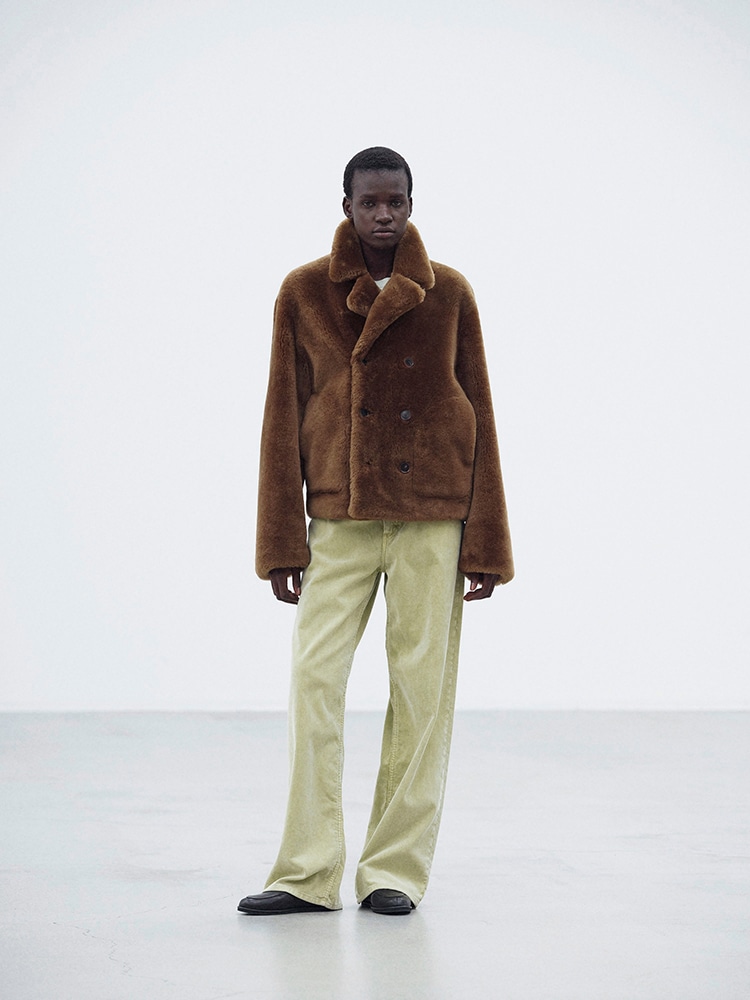STRAIGHT MERINO MOUTON FUR P-COAT