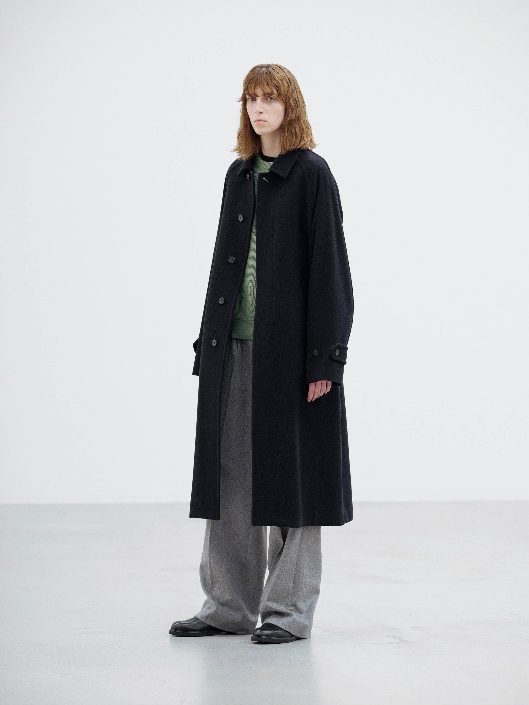 SUPER FINE WOOL MOSSER SOUTIEN COLLAR COAT 詳細画像 BLACK 1