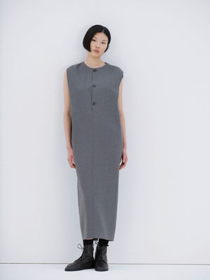 STRUCTURED WOOL DOUBLE CLOTH SLEEVELESS DRESS