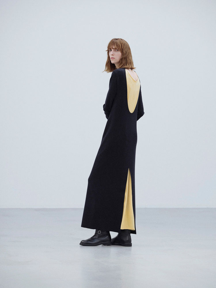 WOOL STRETCH DOUBLE FACE KNIT DRESS