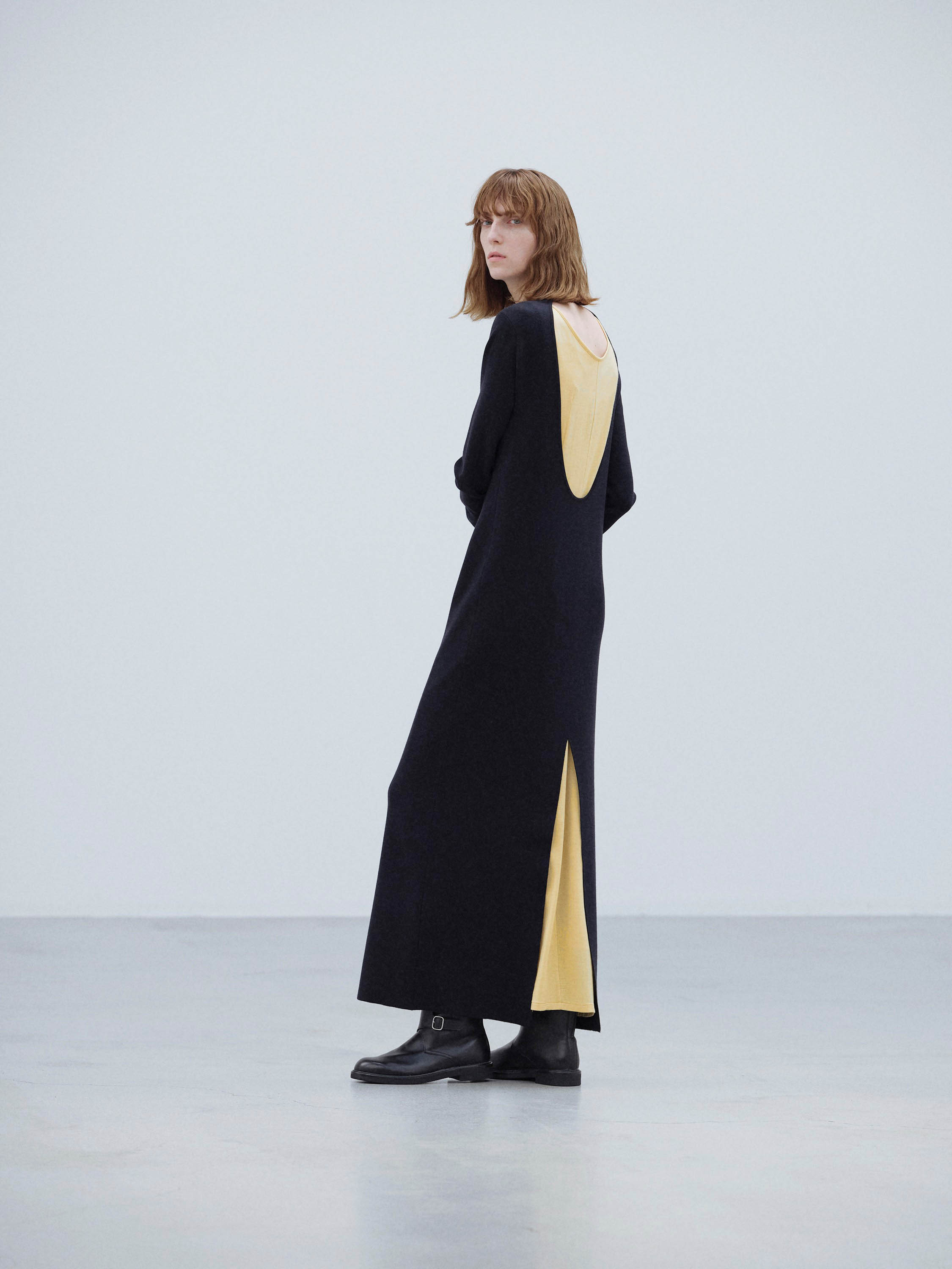 WOOL STRETCH DOUBLE FACE KNIT DRESS